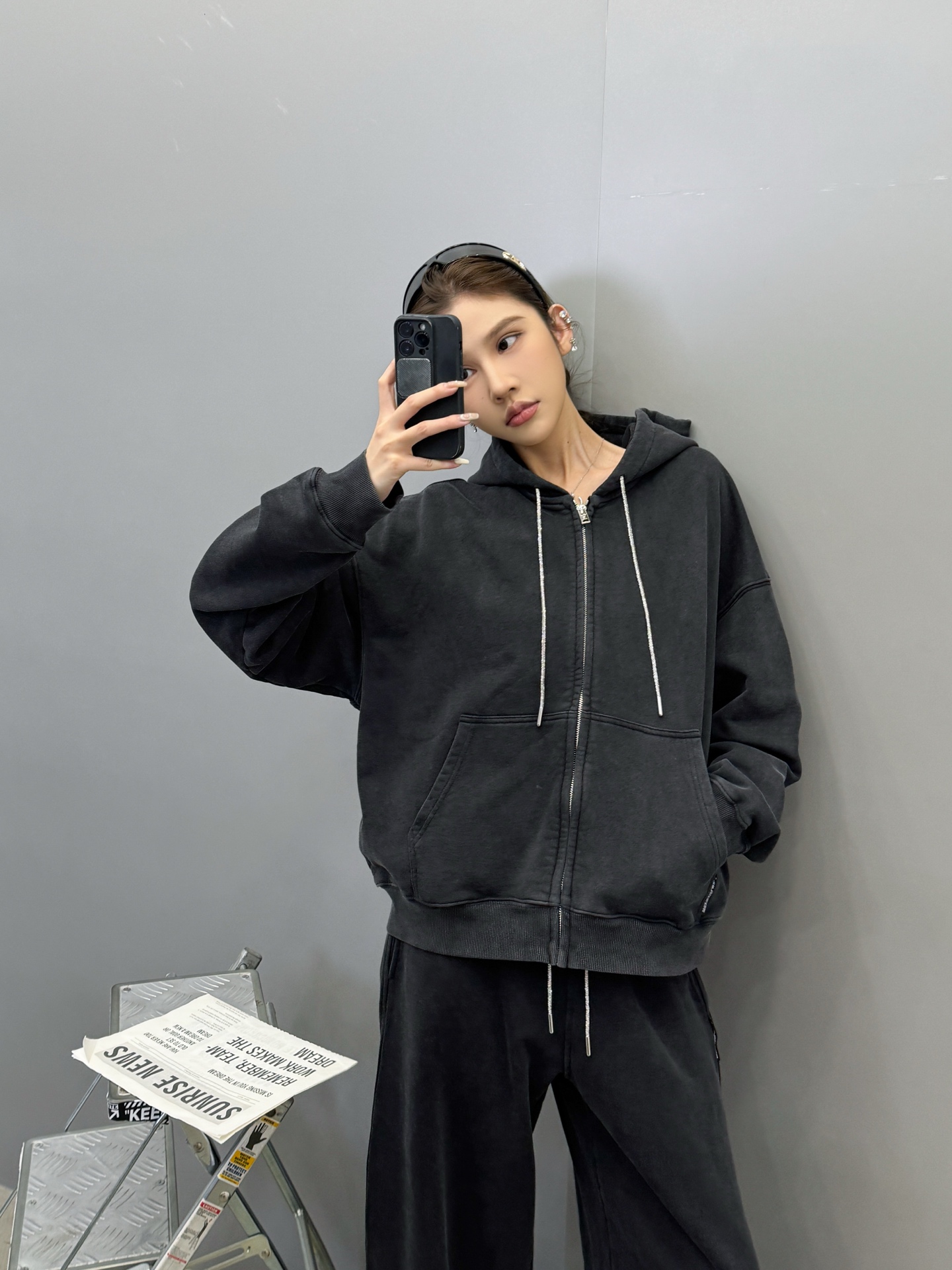 🆕大王 ｜ 新款卫衣开衫，成衣洗水炒色工艺加全钻抽绳，休闲时尚，尺码sml