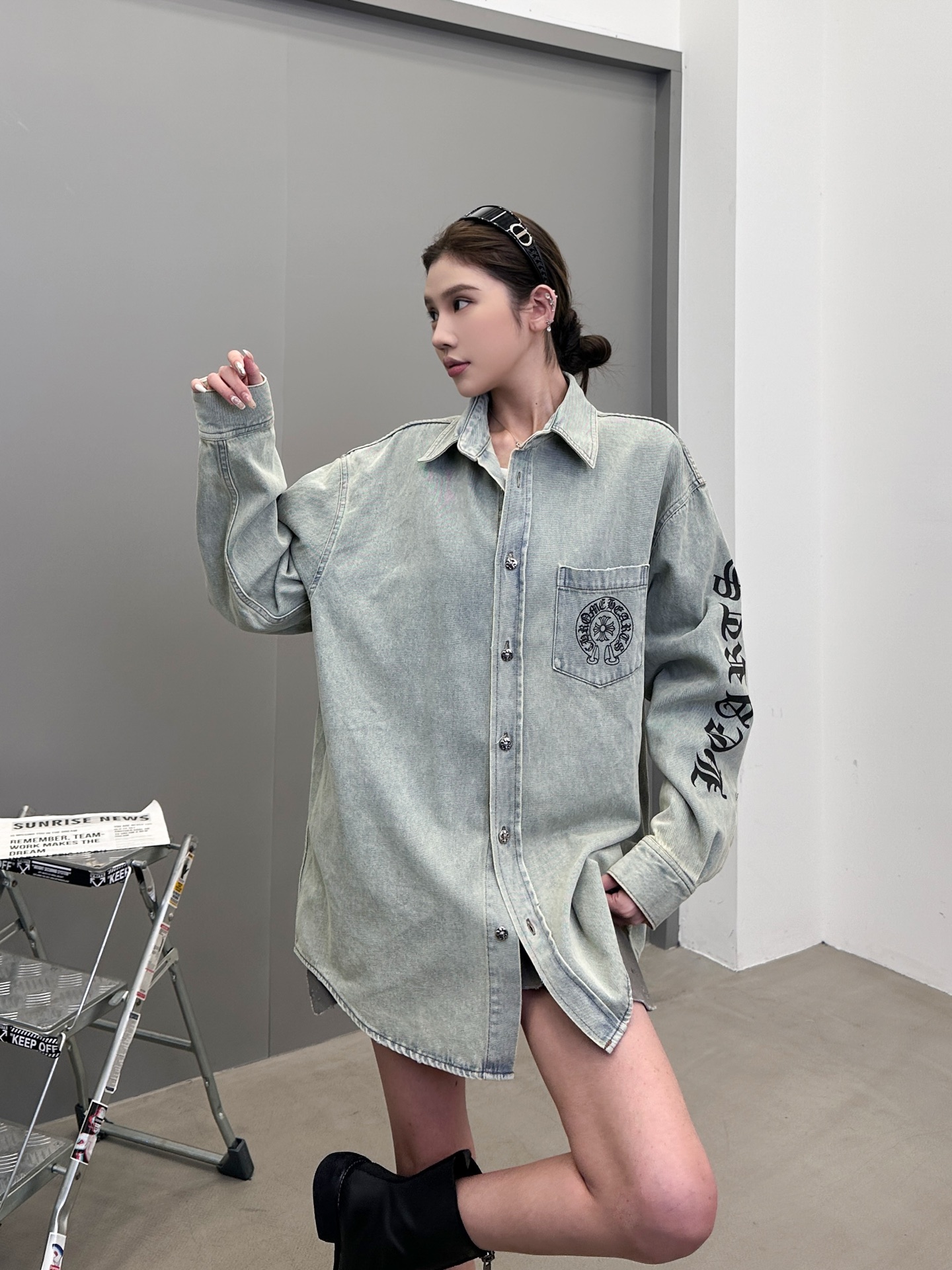 🆕克罗心 ｜ 新款牛仔衬衣，成衣洗水炒色工艺加多处印花，男女同款，尺码sml