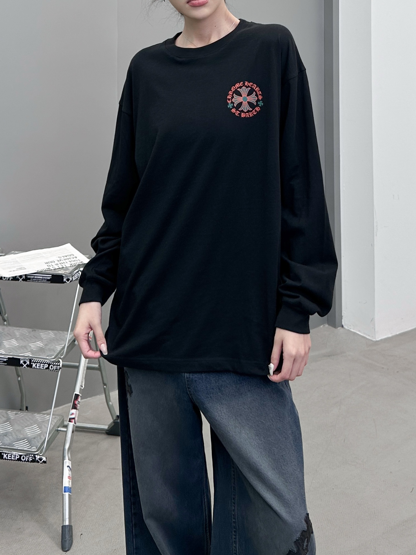 克罗心 ｜ 新款长袖t，成衣洗水加多处印花工艺，男女同款，尺码sml