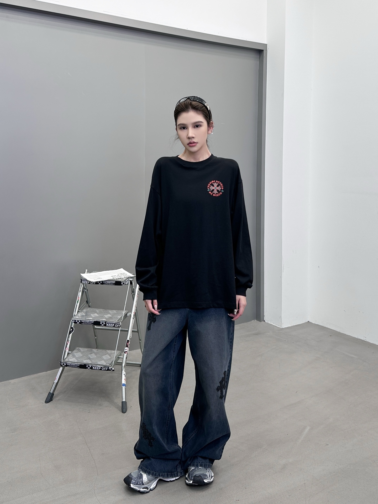 克罗心 ｜ 新款长袖t，成衣洗水加多处印花工艺，男女同款，尺码sml