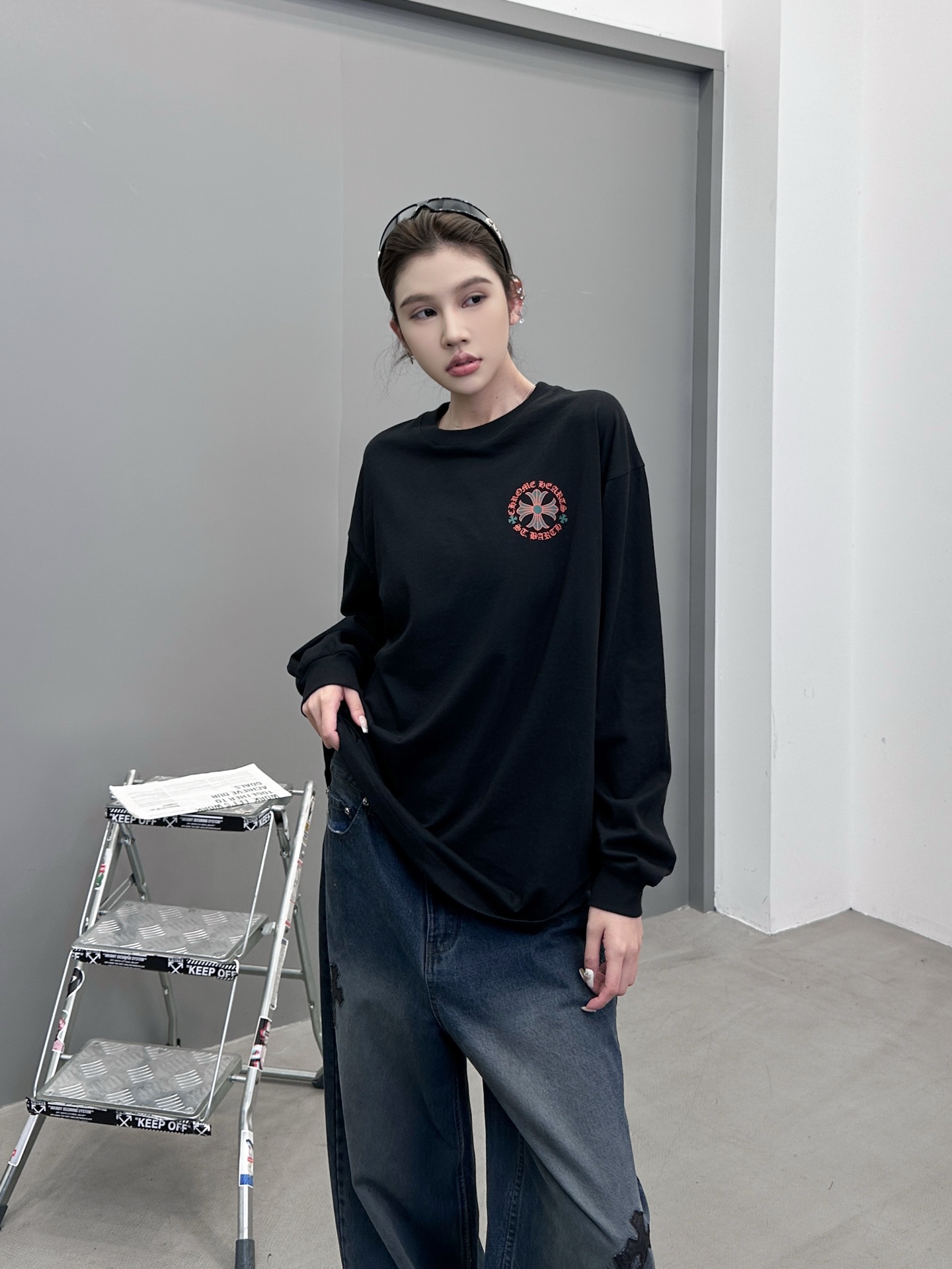 克罗心 ｜ 新款长袖t，成衣洗水加多处印花工艺，男女同款，尺码sml