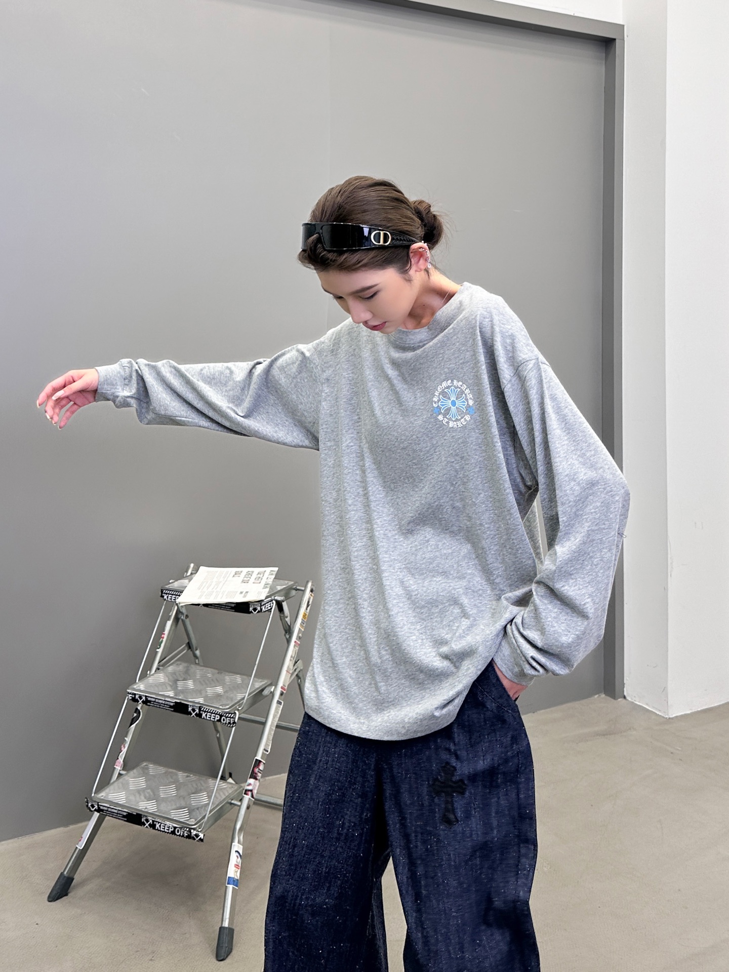 克罗心 ｜ 新款长袖t，成衣洗水加多处印花工艺，男女同款，尺码sml