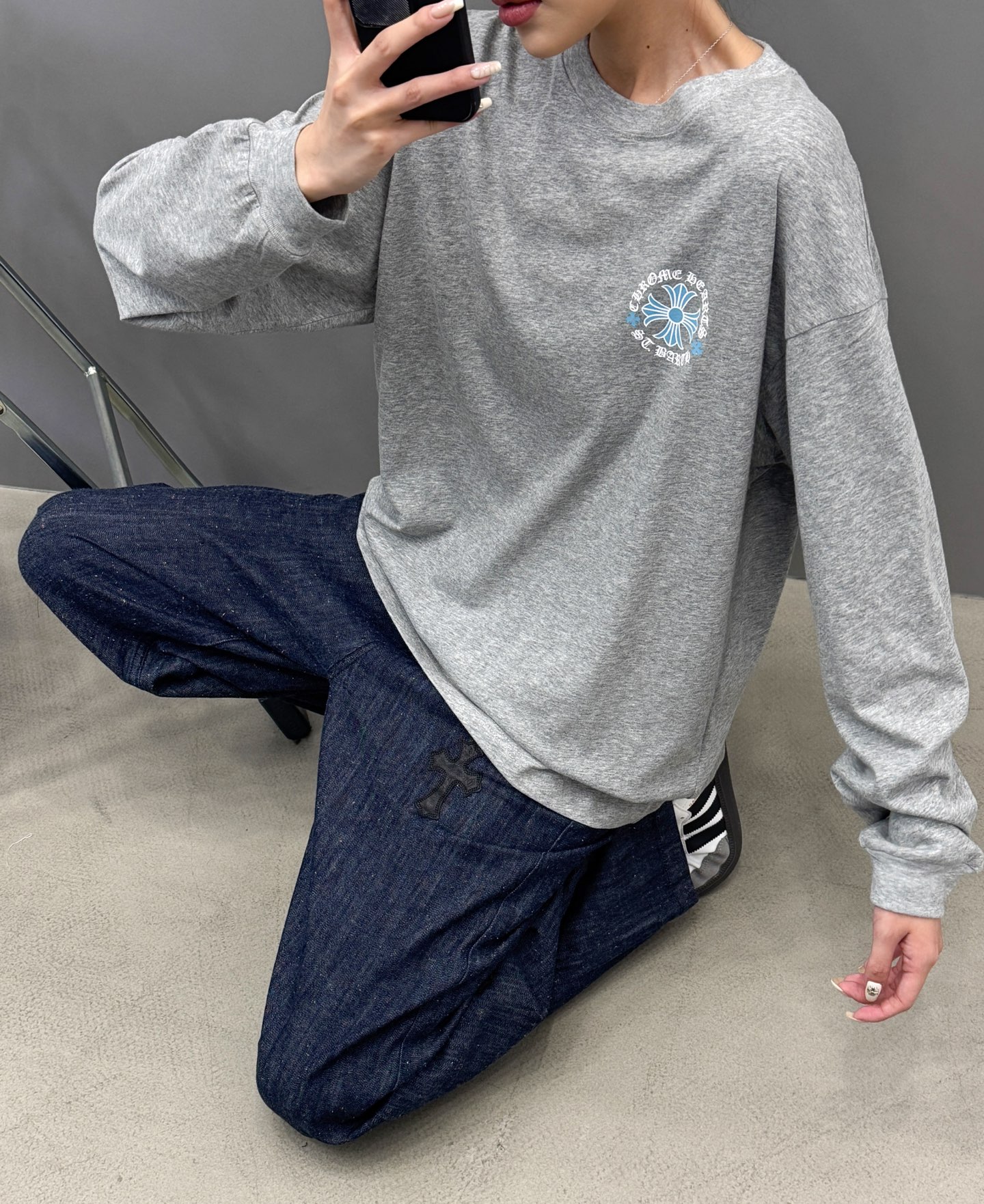 克罗心 ｜ 新款长袖t，成衣洗水加多处印花工艺，男女同款，尺码sml