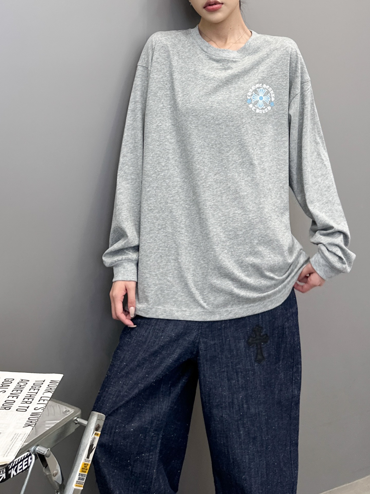 克罗心 ｜ 新款长袖t，成衣洗水加多处印花工艺，男女同款，尺码sml