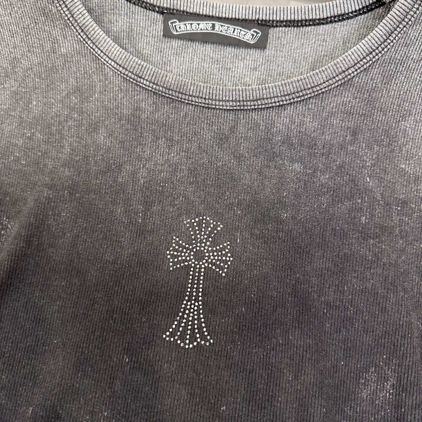 克罗心 ｜ 新款长袖t，成衣洗水炒色喷色烫钻工艺，时尚休闲，尺码sml