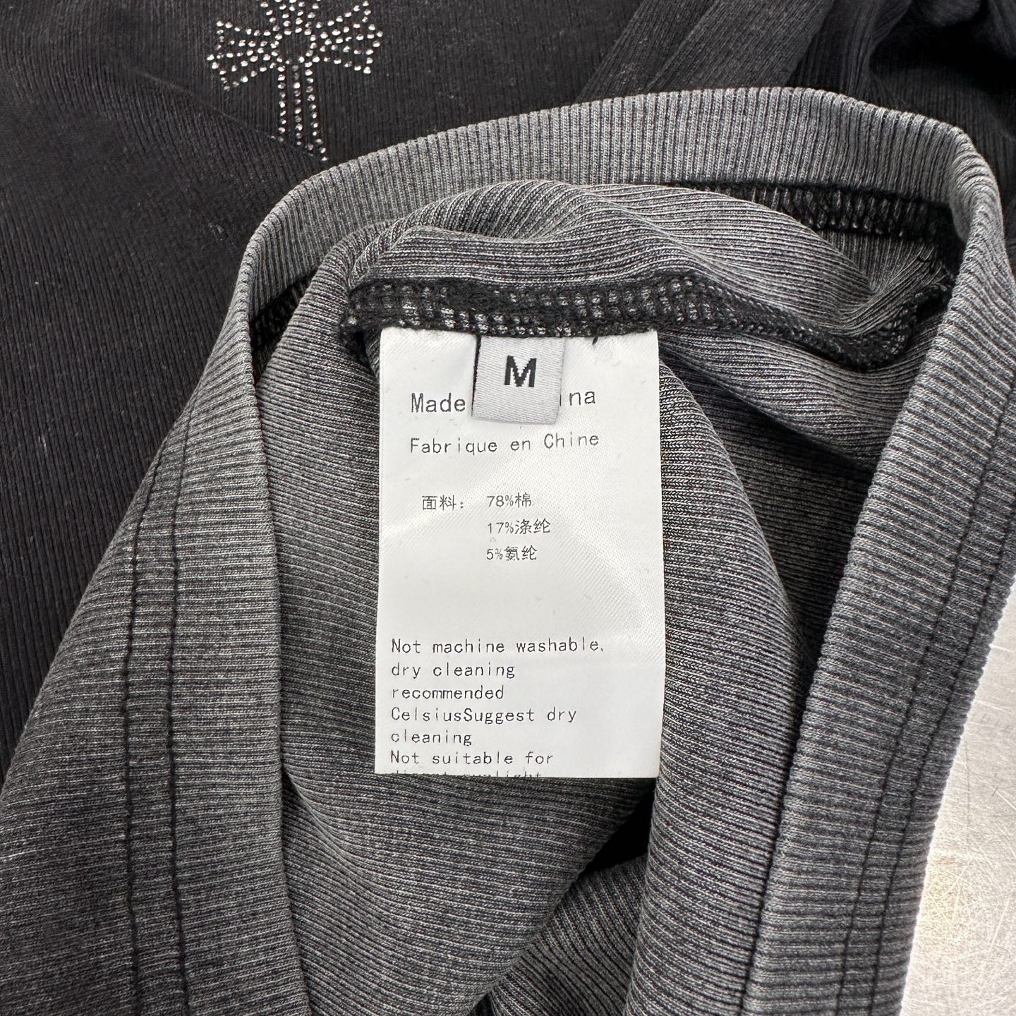 克罗心 ｜ 新款长袖t，成衣洗水炒色喷色烫钻工艺，时尚休闲，尺码sml