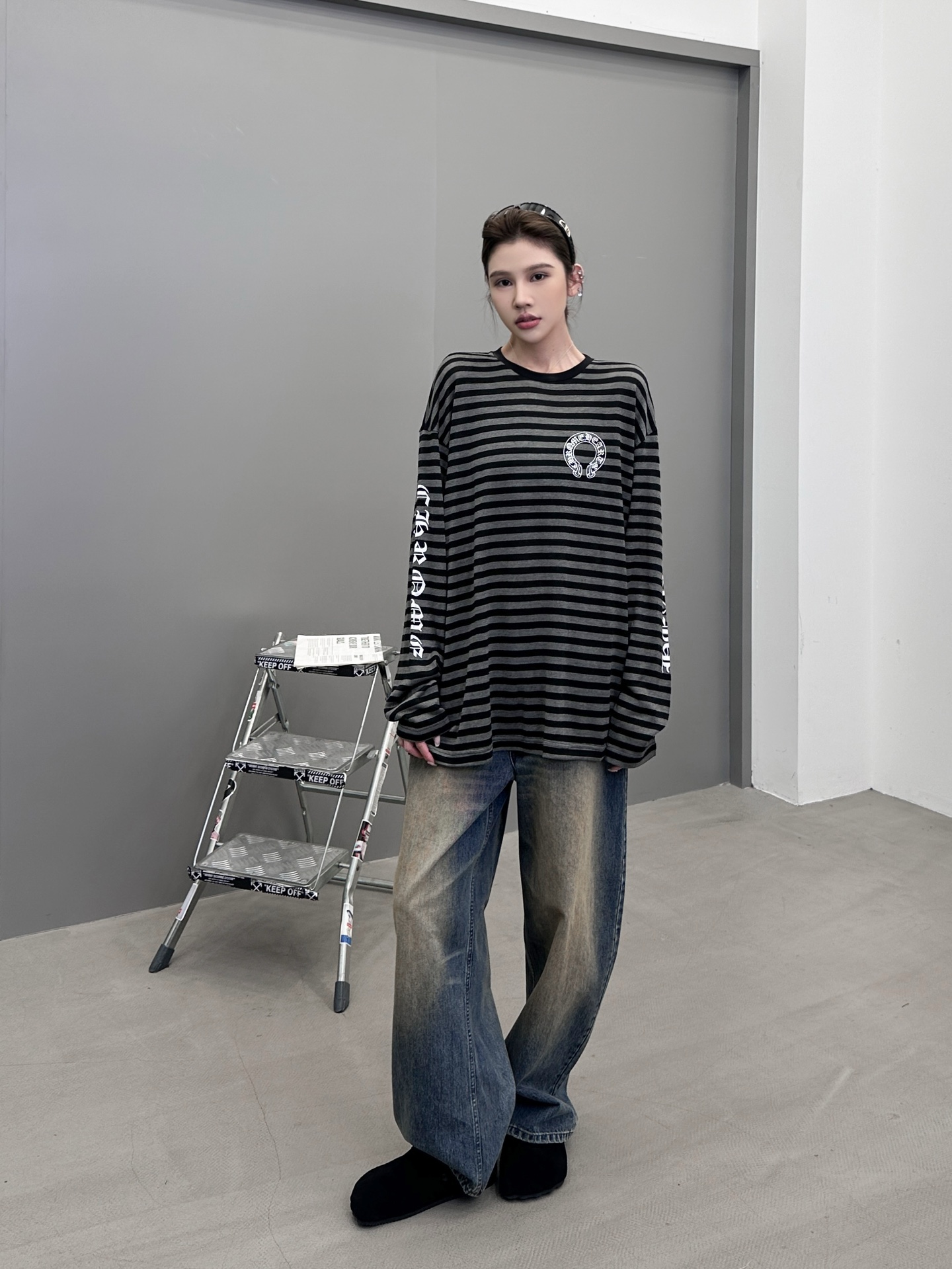 克罗心 ｜ 新款长袖t，经典四处印花标，日本进口天丝羊毛条纹面料，男女同款，尺码sml