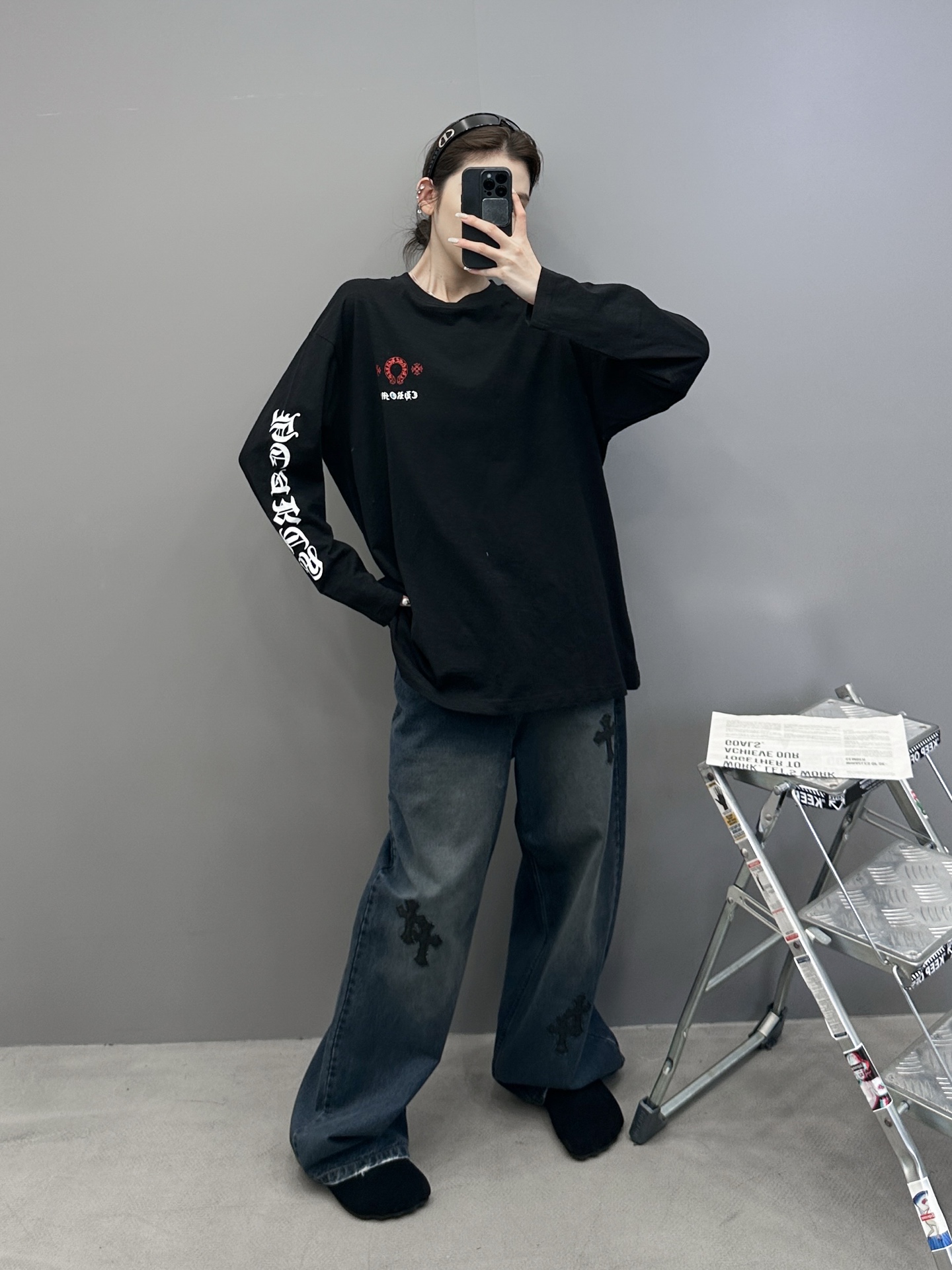 克罗心 ｜ 新款长袖t，成衣洗水前后四处印花工艺，男女同款，尺码sml