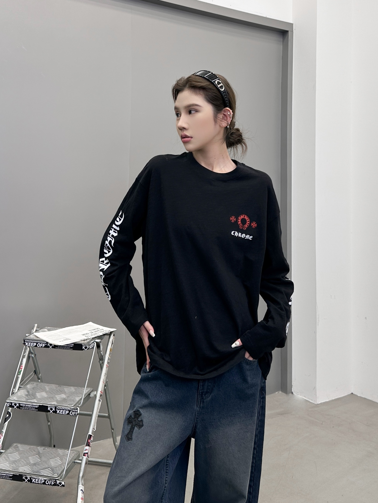 克罗心 ｜ 新款长袖t，成衣洗水前后四处印花工艺，男女同款，尺码sml