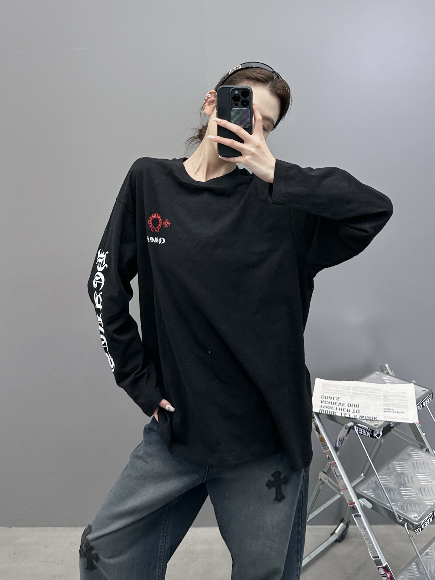 克罗心 ｜ 新款长袖t，成衣洗水前后四处印花工艺，男女同款，尺码sml