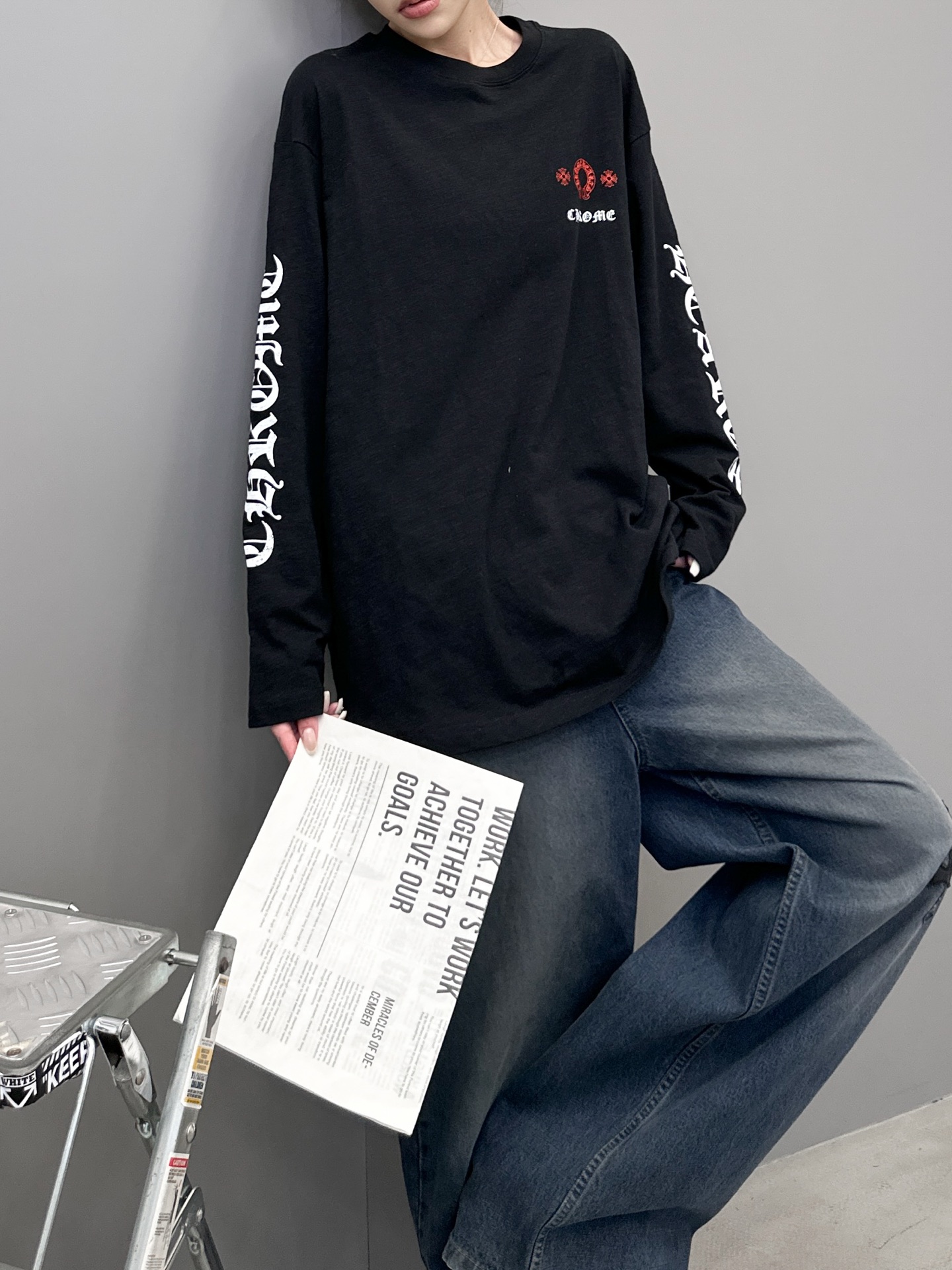 克罗心 ｜ 新款长袖t，成衣洗水前后四处印花工艺，男女同款，尺码sml