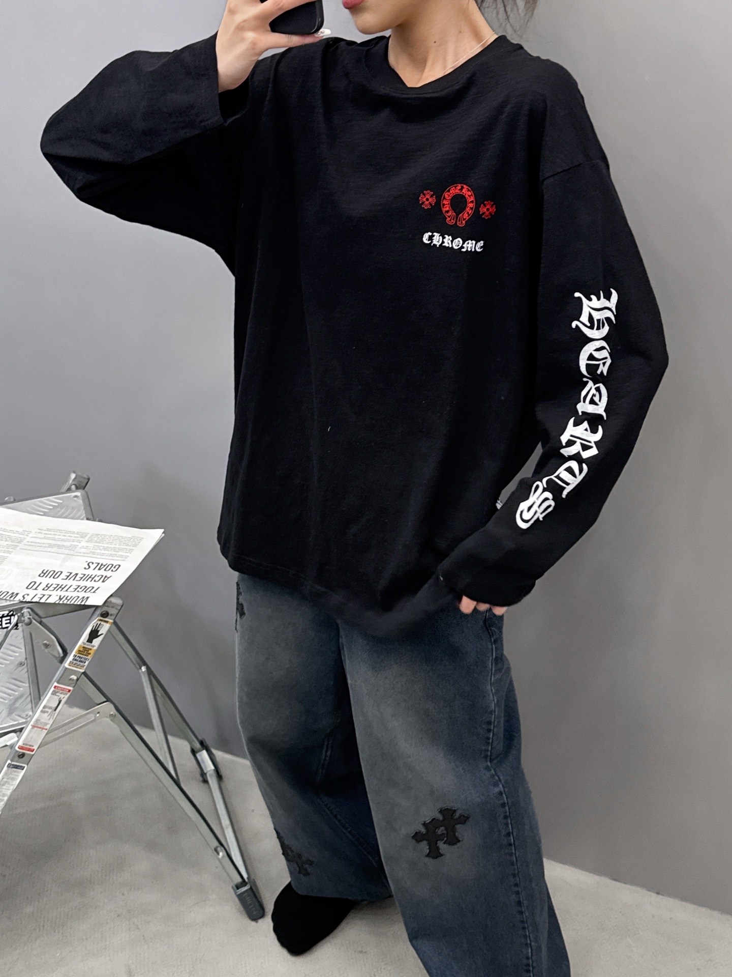 克罗心 ｜ 新款长袖t，成衣洗水前后四处印花工艺，男女同款，尺码sml