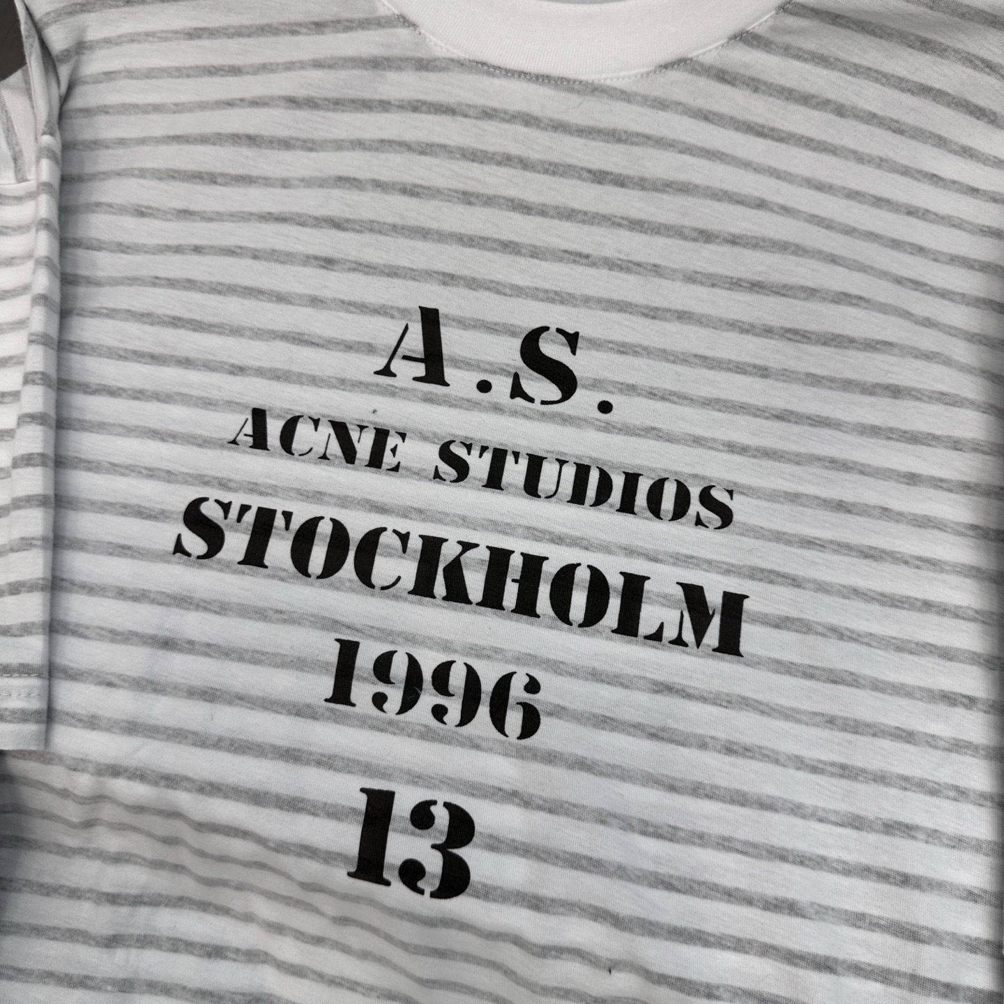 Acne ｜ 新款假两件长袖t，成衣洗水印花，坯布条纹印花工艺，假两件做工，男女同款，尺码sml