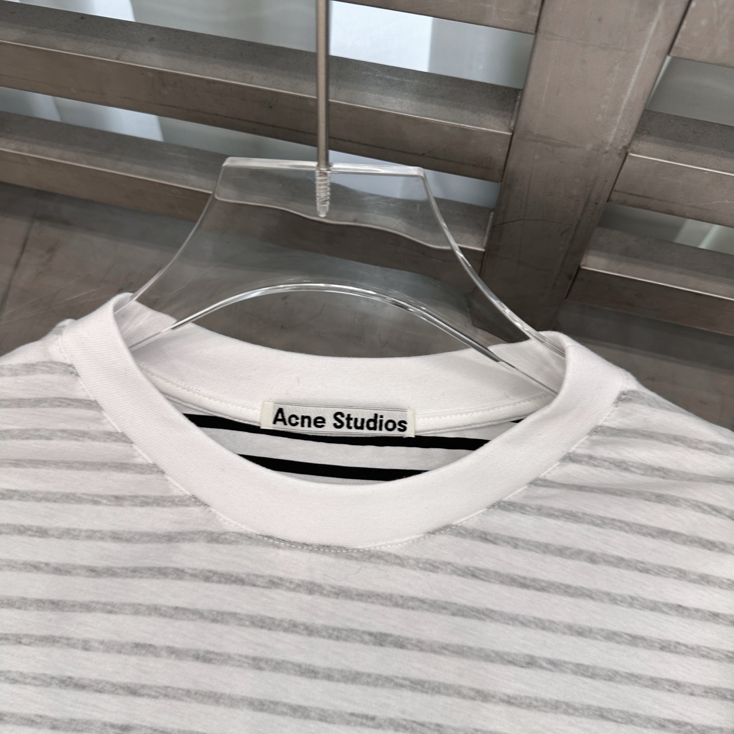 Acne ｜ 新款假两件长袖t，成衣洗水印花，坯布条纹印花工艺，假两件做工，男女同款，尺码sml