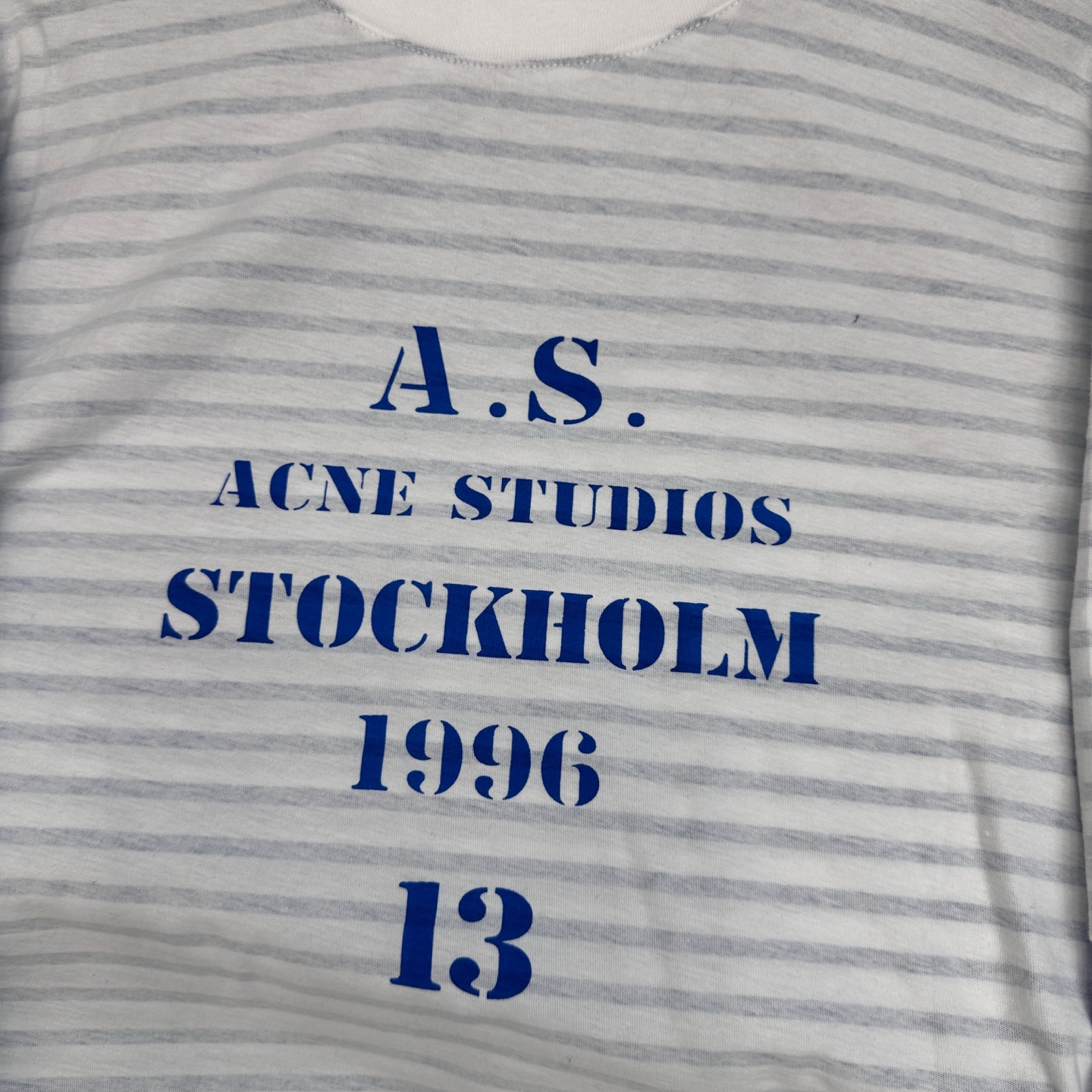 Acne ｜ 新款假两件长袖t，成衣洗水印花，坯布条纹印花工艺，假两件做工，男女同款，尺码sml