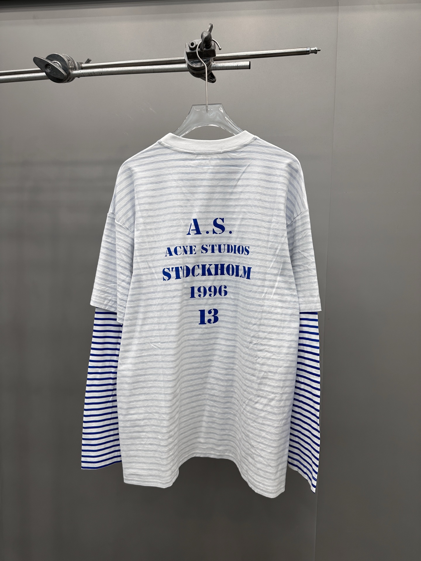 Acne ｜ 新款假两件长袖t，成衣洗水印花，坯布条纹印花工艺，假两件做工，男女同款，尺码sml