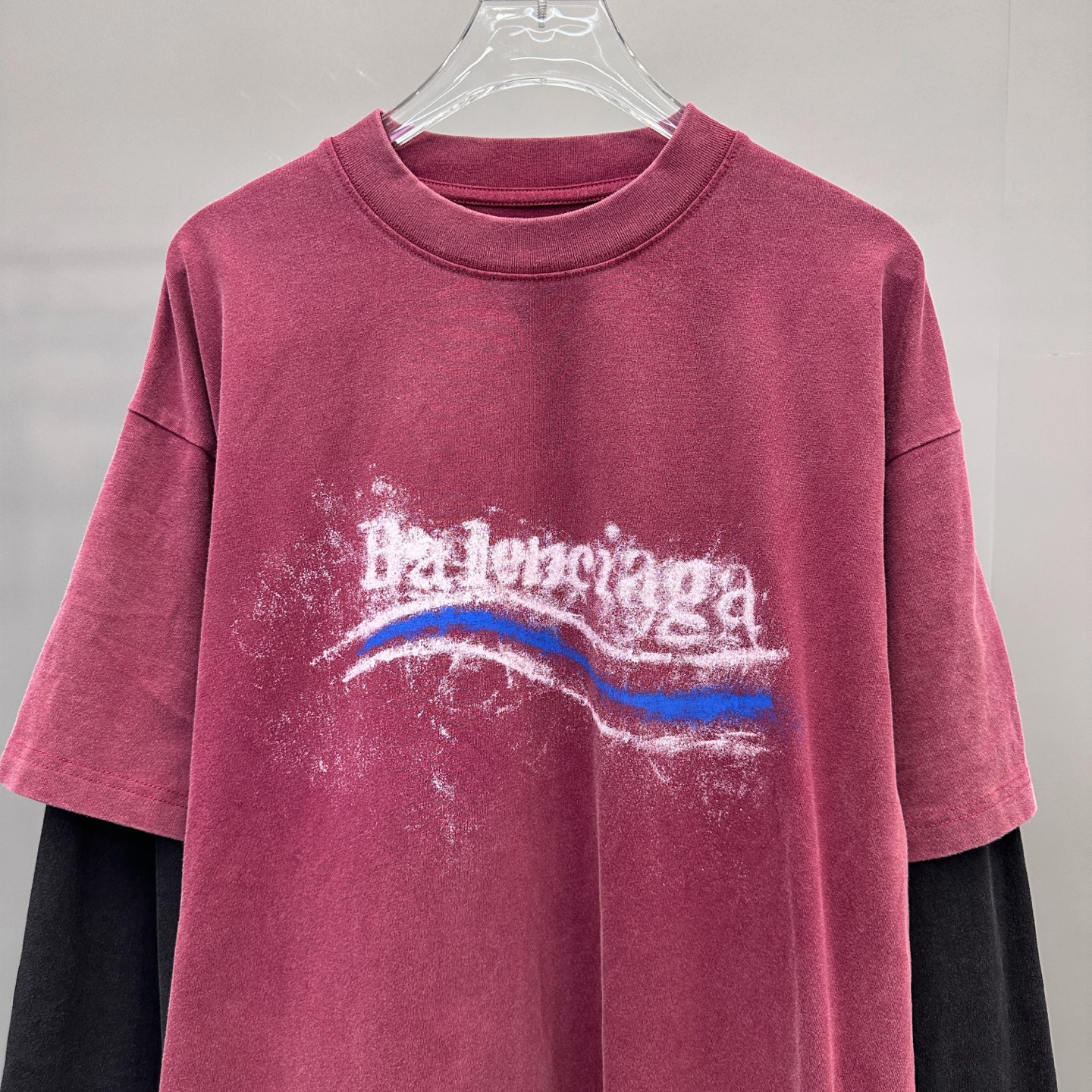 巴黎 ｜ 新款假两件长袖t，成衣洗水炒色加成衣前后印花工艺，假两件做工，男女同款，尺码sml