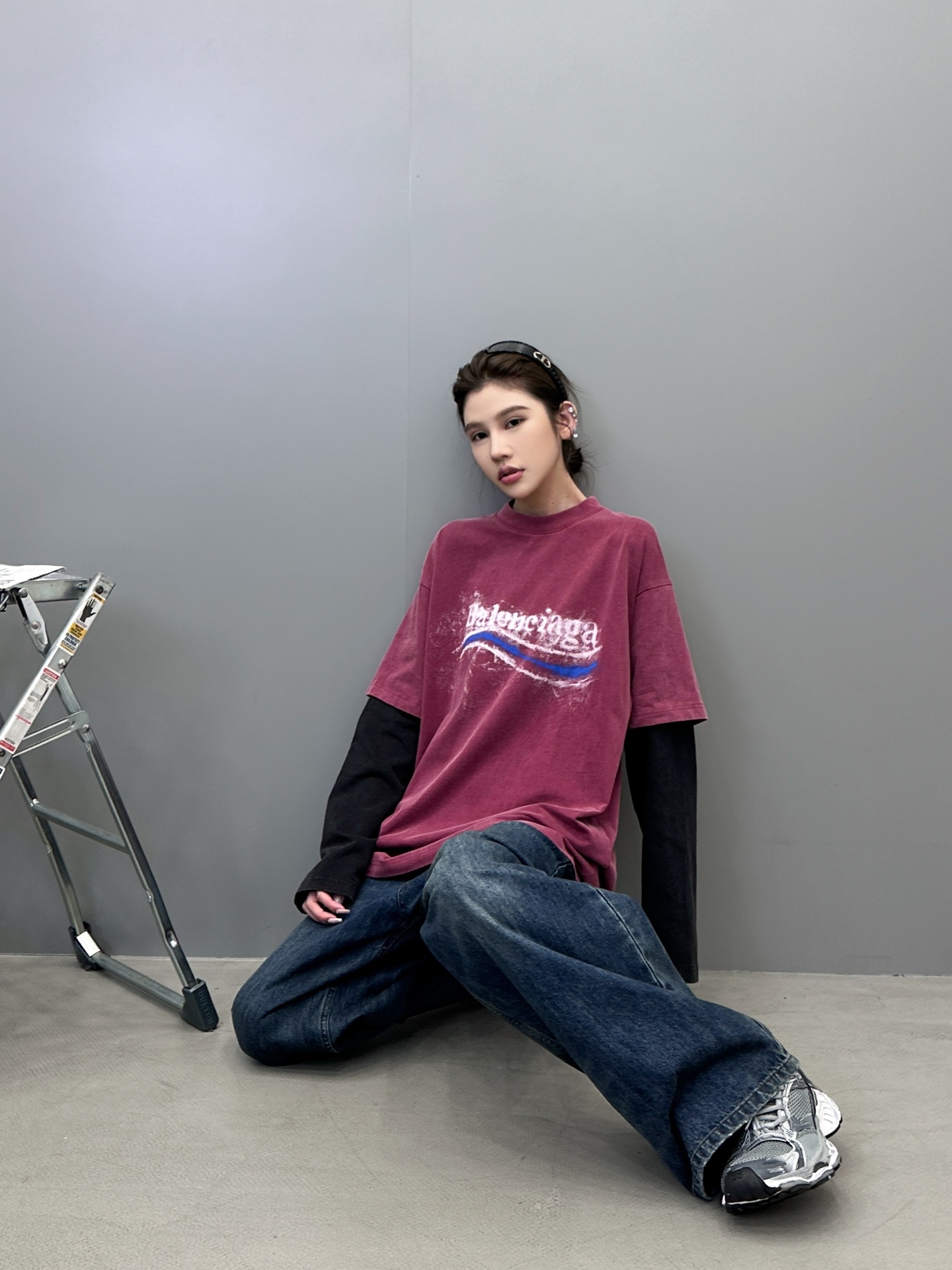 巴黎 ｜ 新款假两件长袖t，成衣洗水炒色加成衣前后印花工艺，假两件做工，男女同款，尺码sml