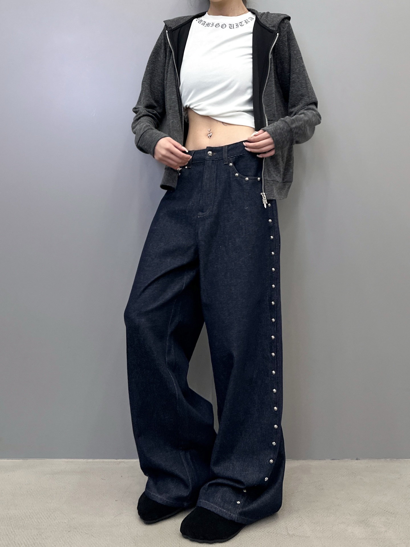 克罗心 ｜ 新款牛仔裤，成衣洗水手工钉原生牛仔布，休闲时尚，尺码sml