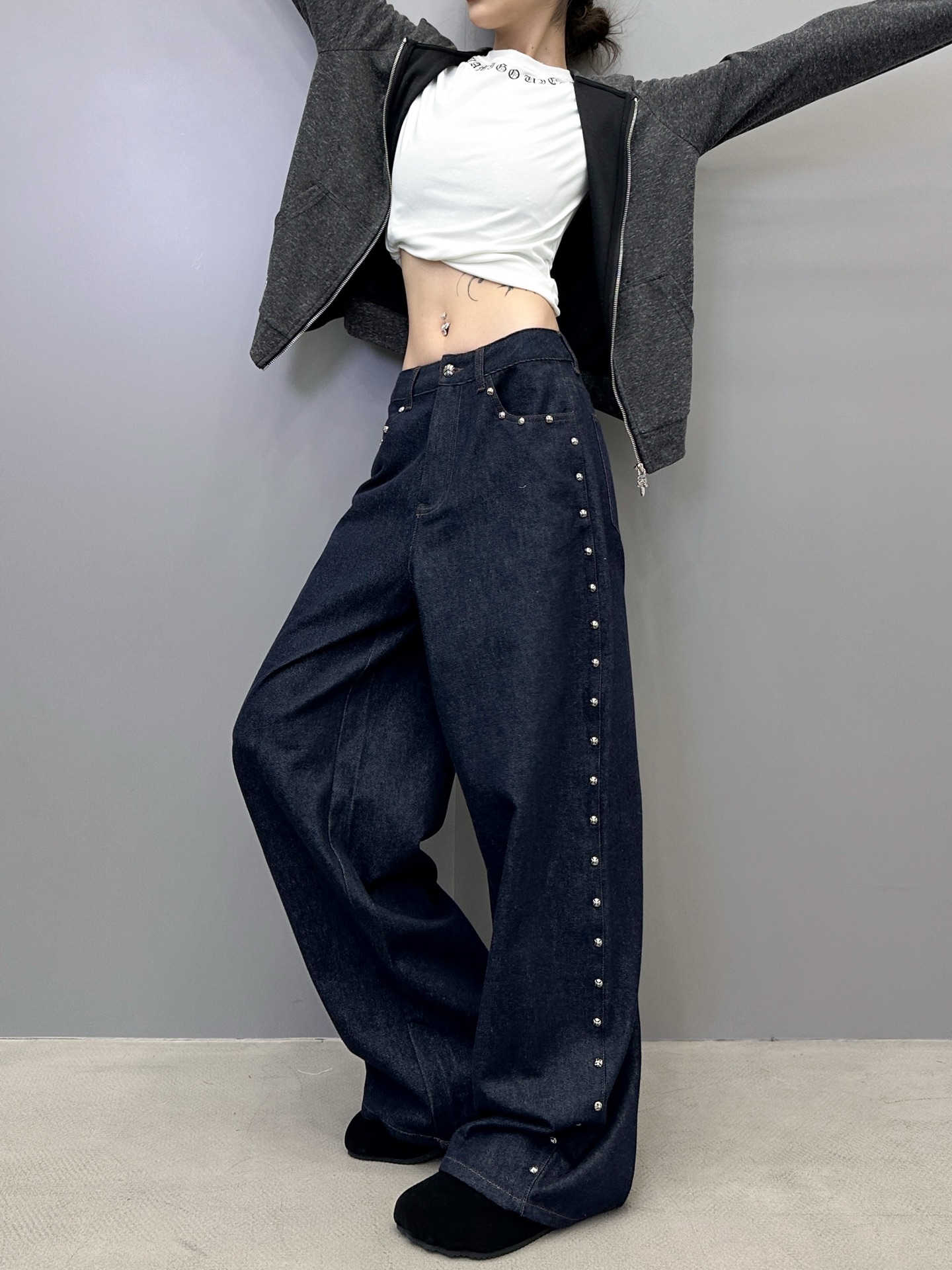 克罗心 ｜ 新款牛仔裤，成衣洗水手工钉原生牛仔布，休闲时尚，尺码sml