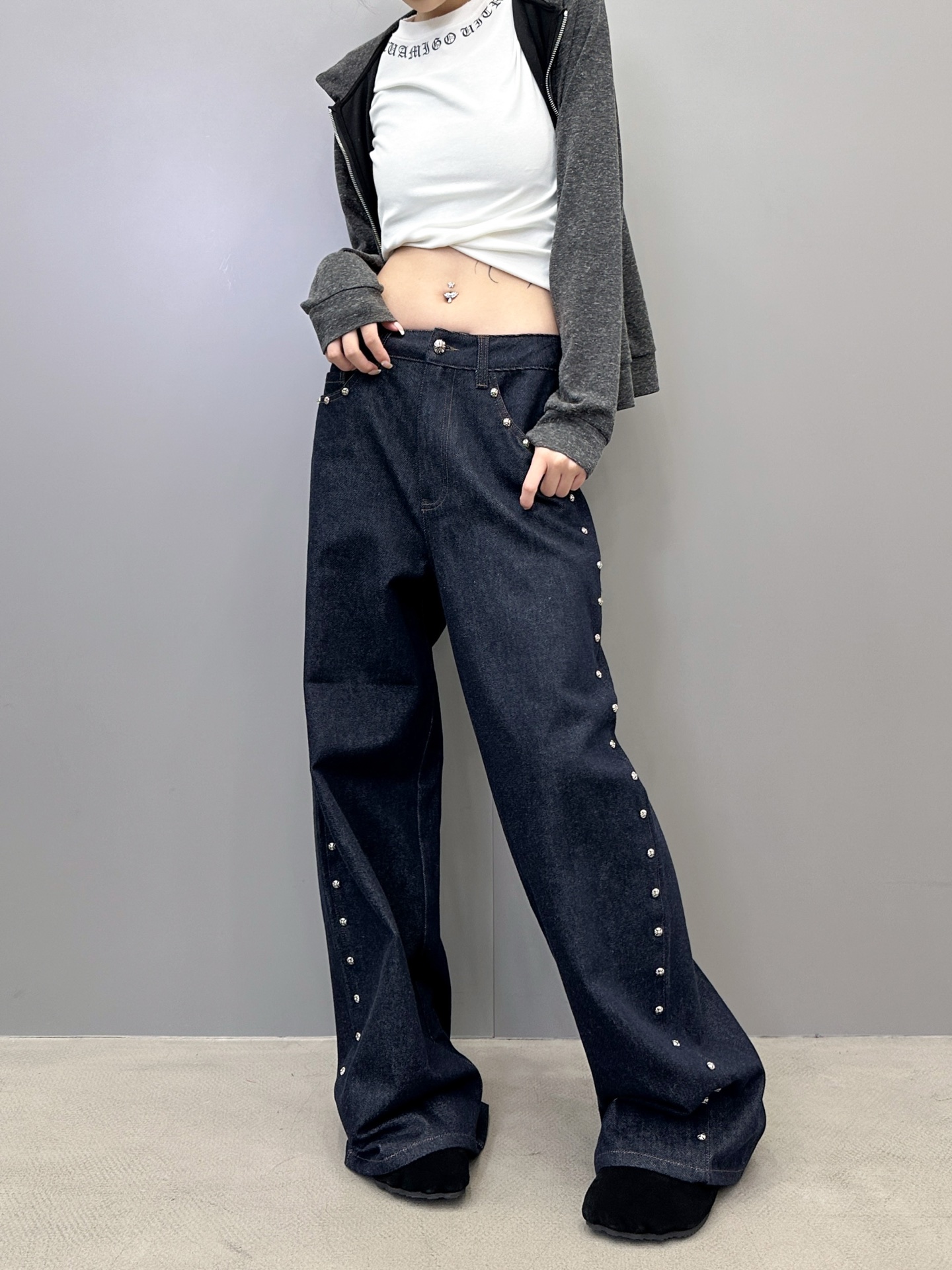 克罗心 ｜ 新款牛仔裤，成衣洗水手工钉原生牛仔布，休闲时尚，尺码sml