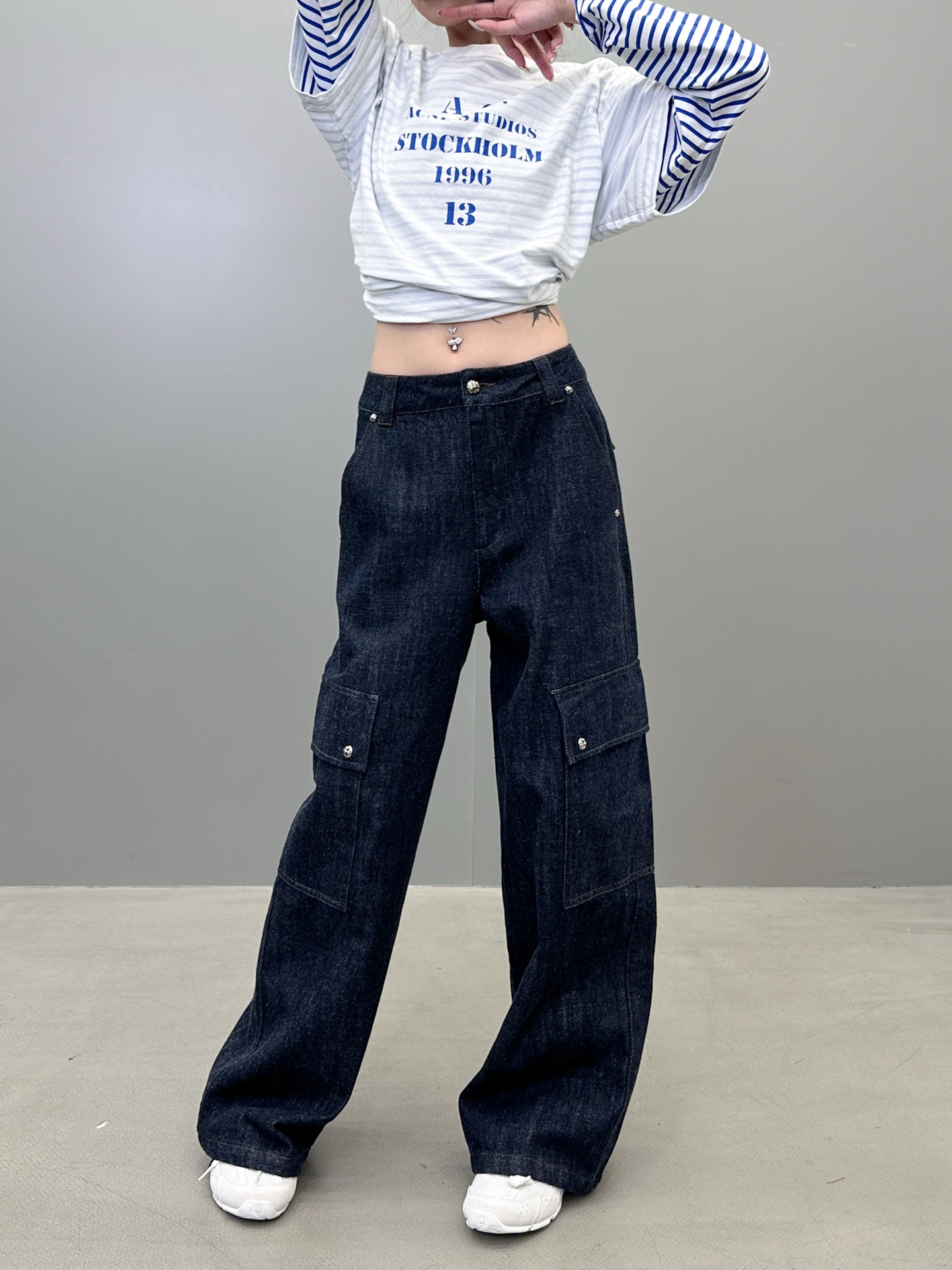 克罗心 ｜ 新款牛仔工装裤，成衣洗水手工钉原生牛仔工装裤，男女同款，尺码sml