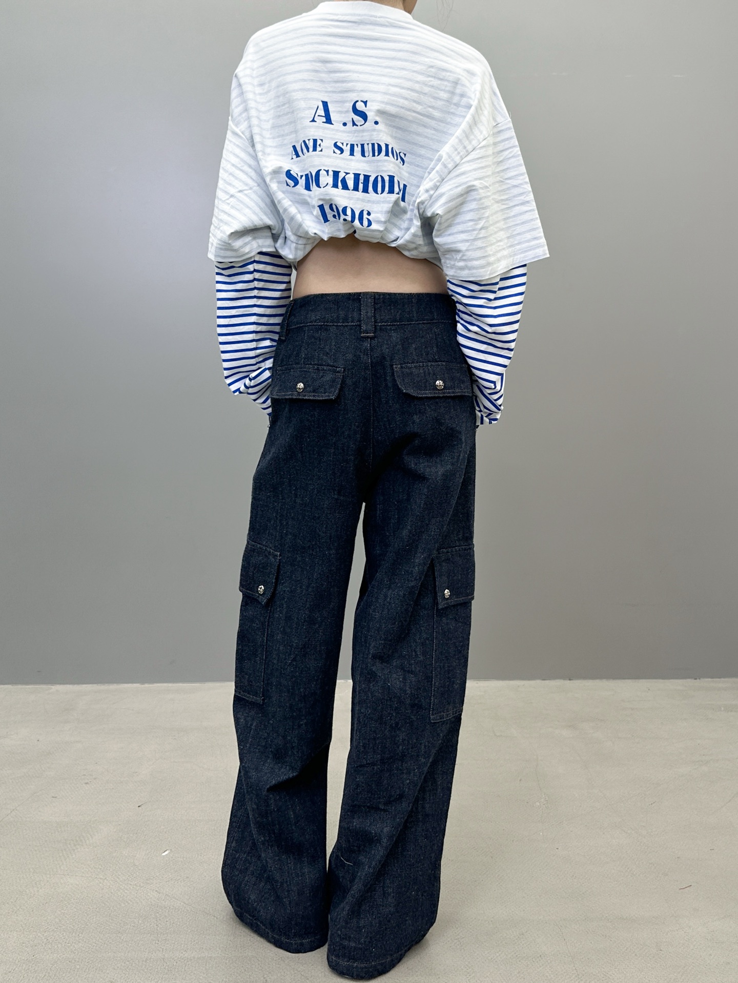 克罗心 ｜ 新款牛仔工装裤，成衣洗水手工钉原生牛仔工装裤，男女同款，尺码sml