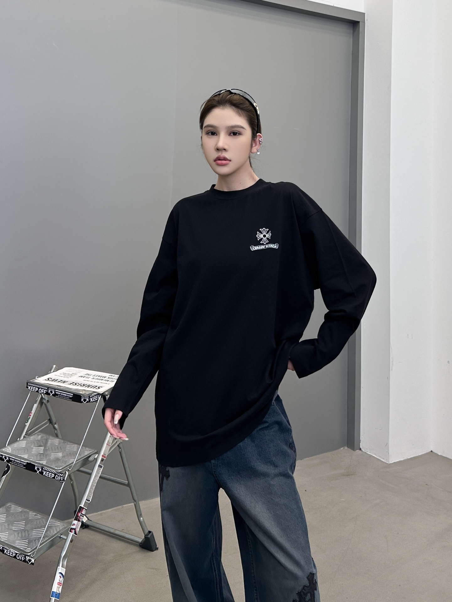 🆕克罗心 ｜ 新款长袖t，成衣洗水吊磨加多处印花工艺，男女同款，尺码sml