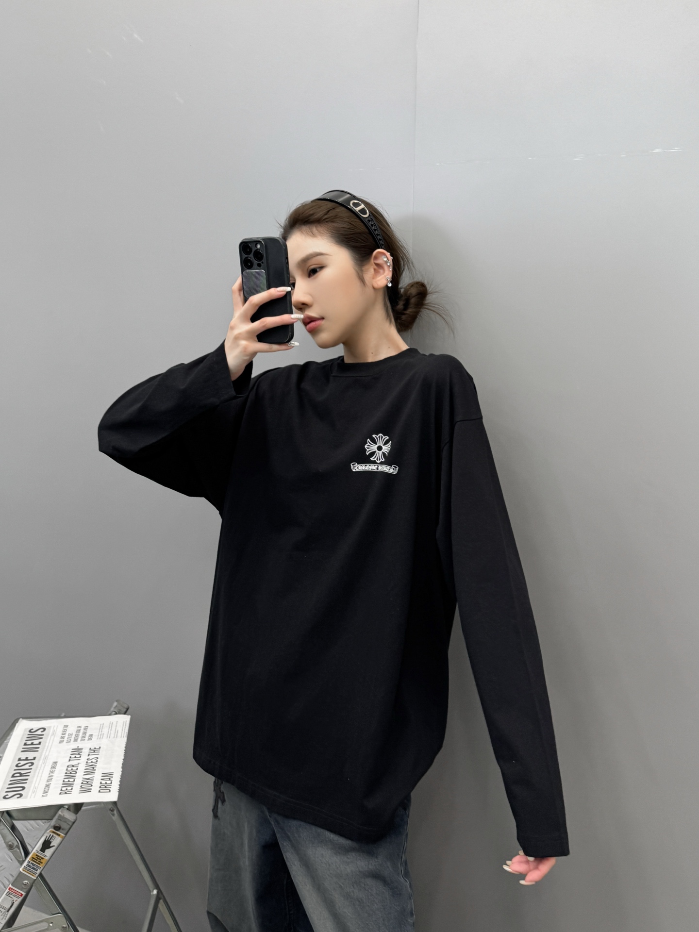 🆕克罗心 ｜ 新款长袖t，成衣洗水吊磨加多处印花工艺，男女同款，尺码sml