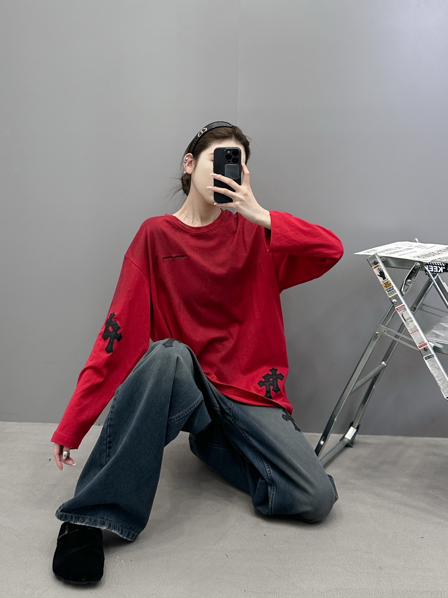 🆕克罗心 ｜ 新款长袖t，成衣洗水炒色喷色吊磨工艺加手工刺绣十字标，男女同款，尺码sml