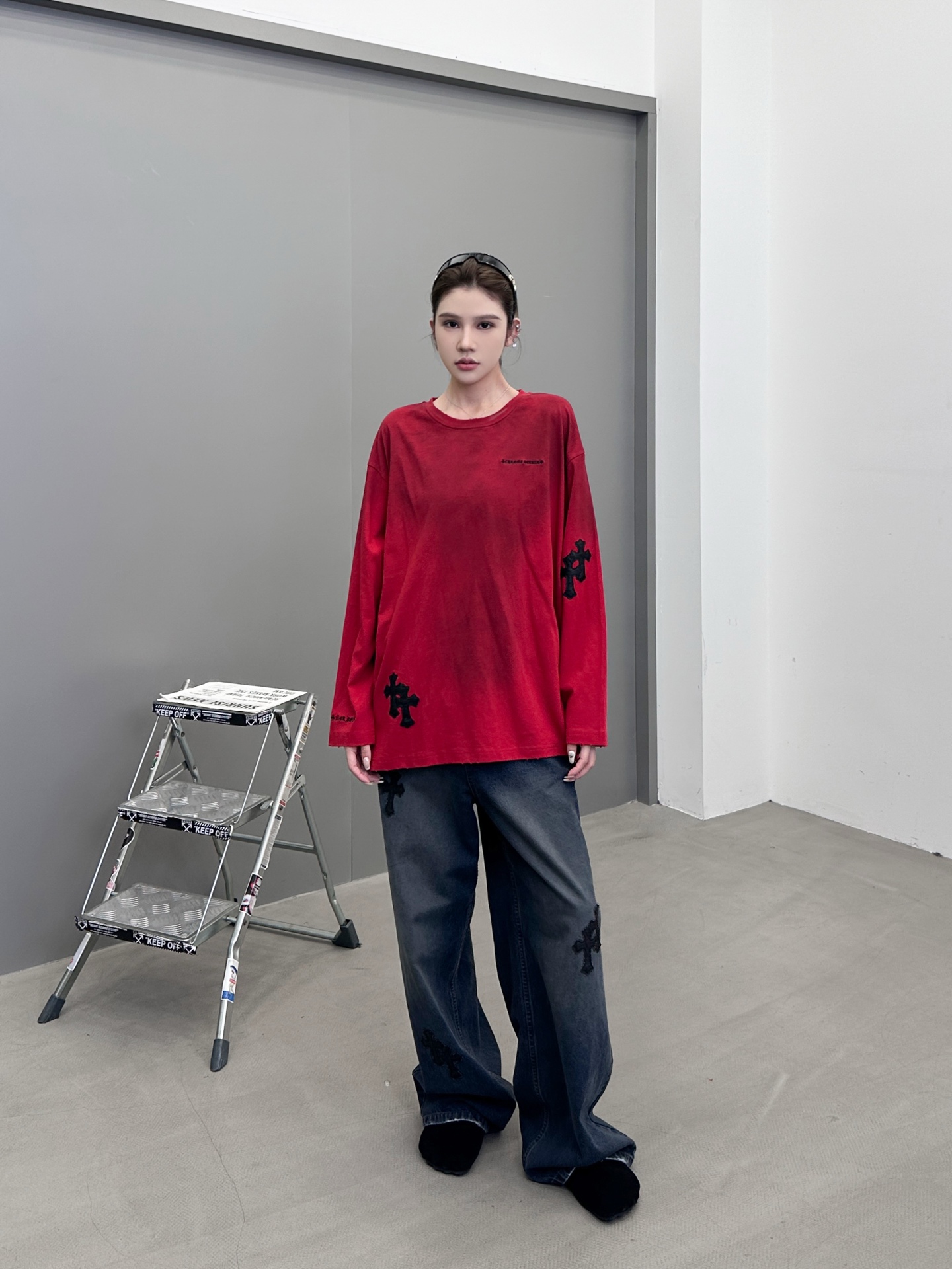 🆕克罗心 ｜ 新款长袖t，成衣洗水炒色喷色吊磨工艺加手工刺绣十字标，男女同款，尺码sml