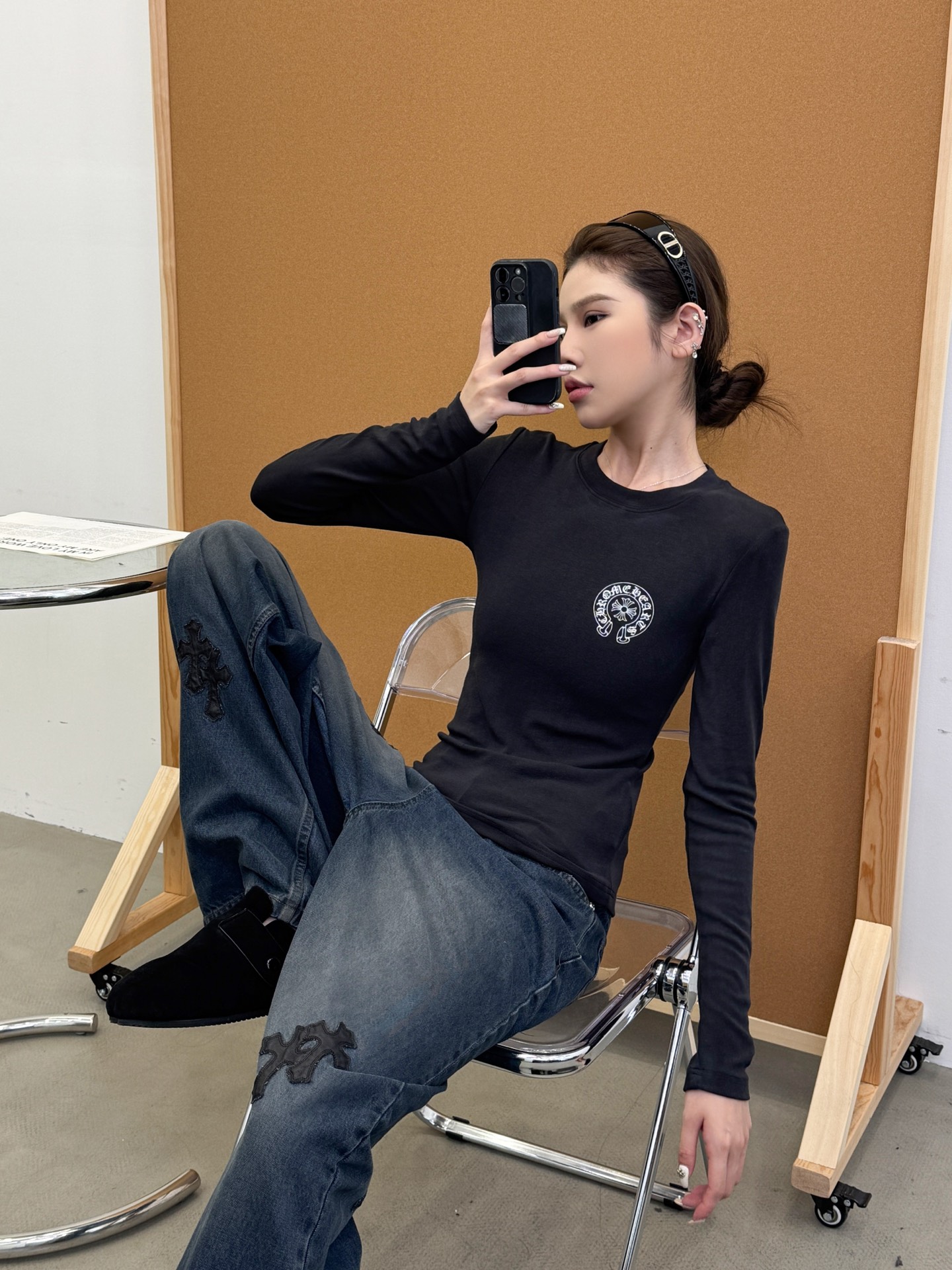 🆕克罗心 ｜ 新款长袖打底，成衣洗水炒色加多处印花工艺，进口羊毛莫代尔面料，尺码sml