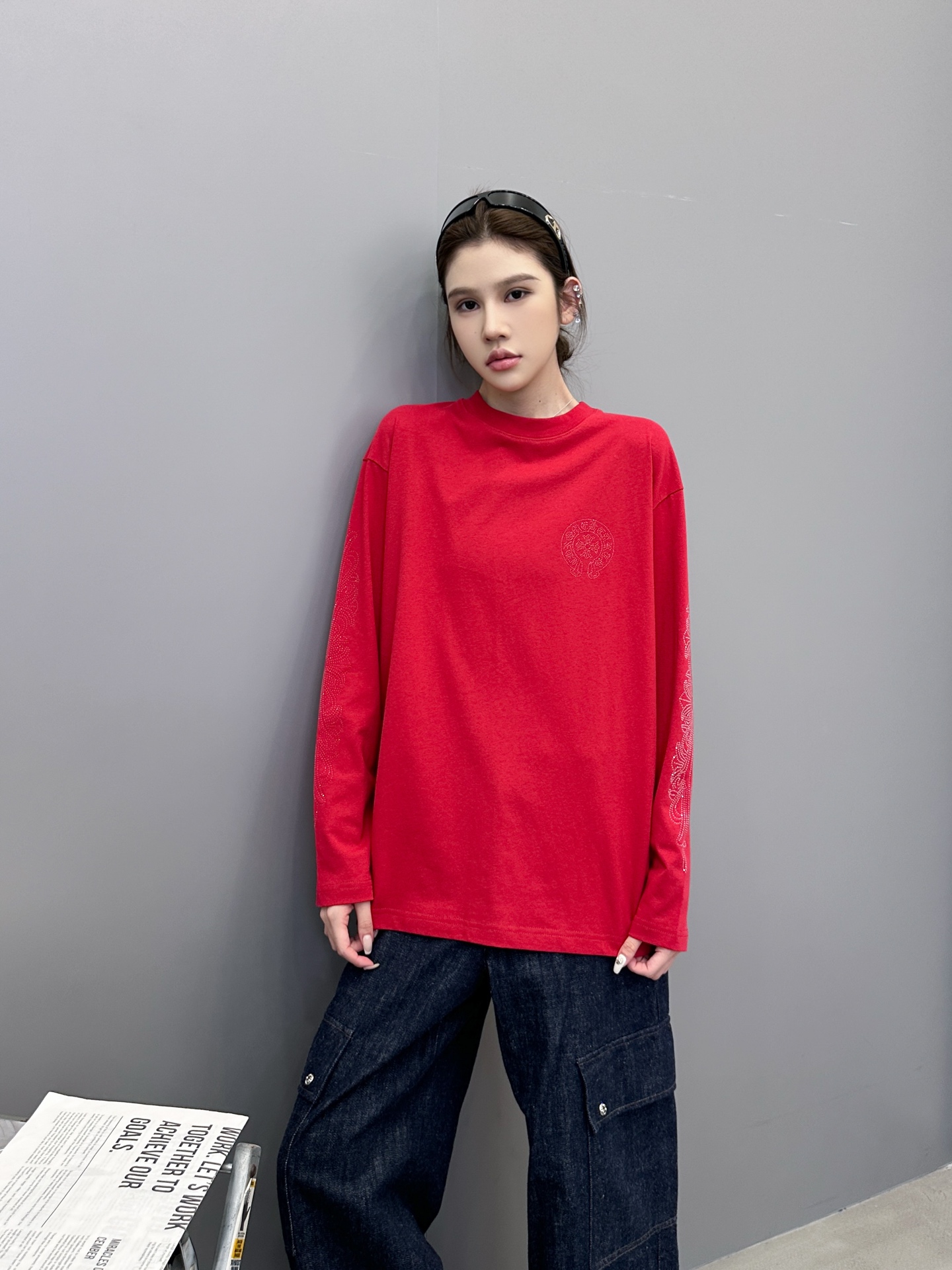 🆕克罗心 ｜ 新款长袖t，成衣洗水烫钻工艺，休闲时尚，尺码sml