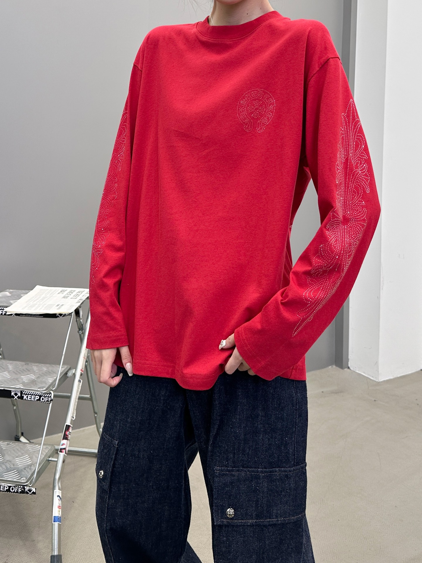 🆕克罗心 ｜ 新款长袖t，成衣洗水烫钻工艺，休闲时尚，尺码sml