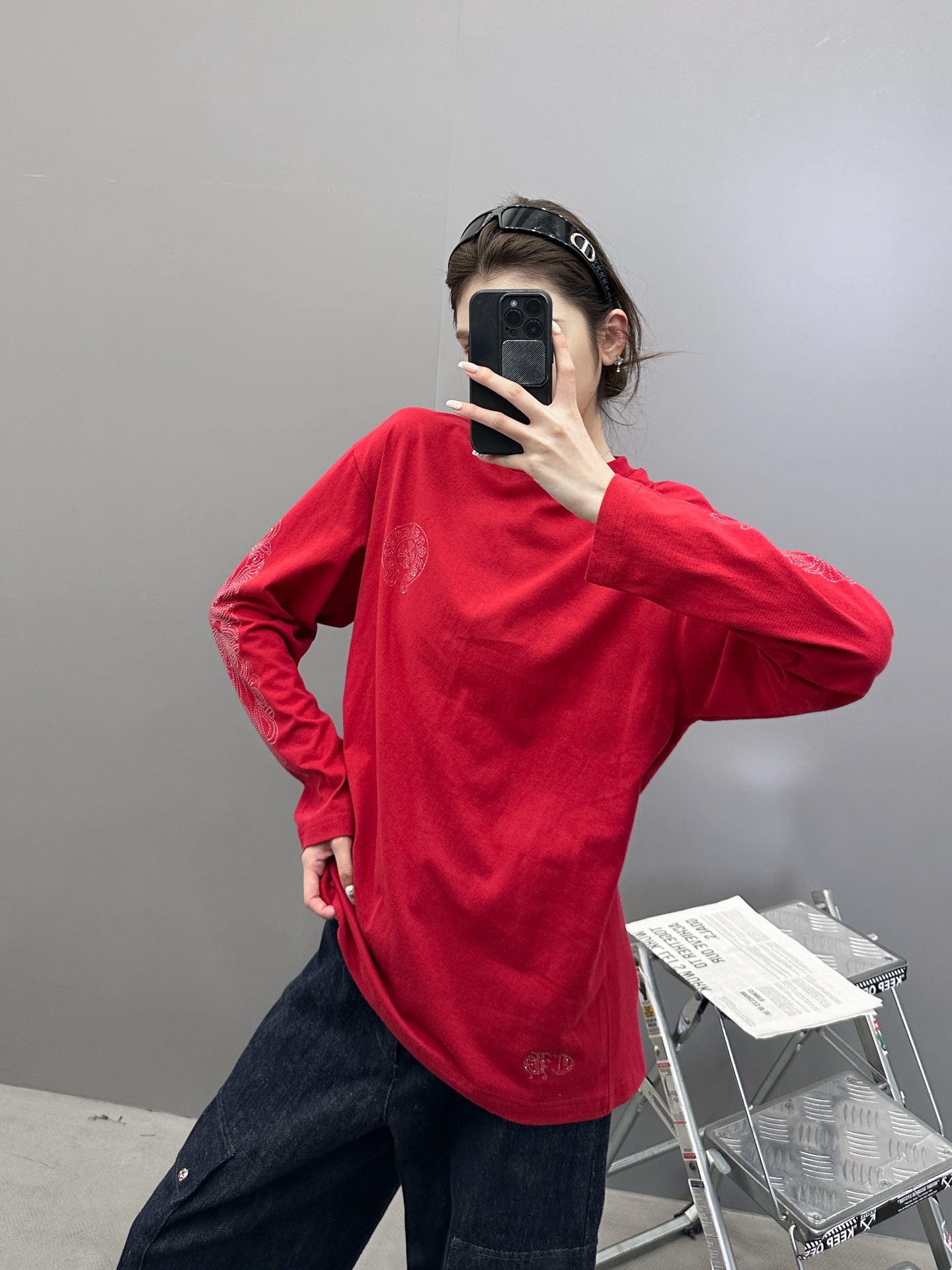 🆕克罗心 ｜ 新款长袖t，成衣洗水烫钻工艺，休闲时尚，尺码sml