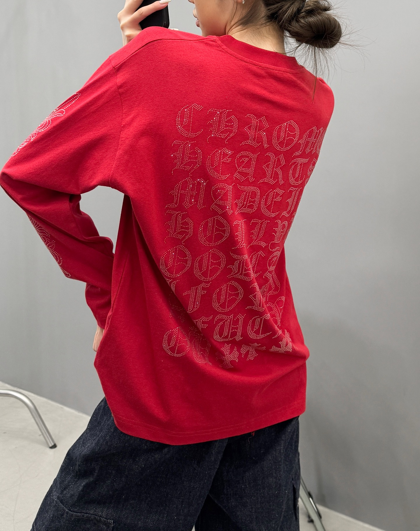 🆕克罗心 ｜ 新款长袖t，成衣洗水烫钻工艺，休闲时尚，尺码sml