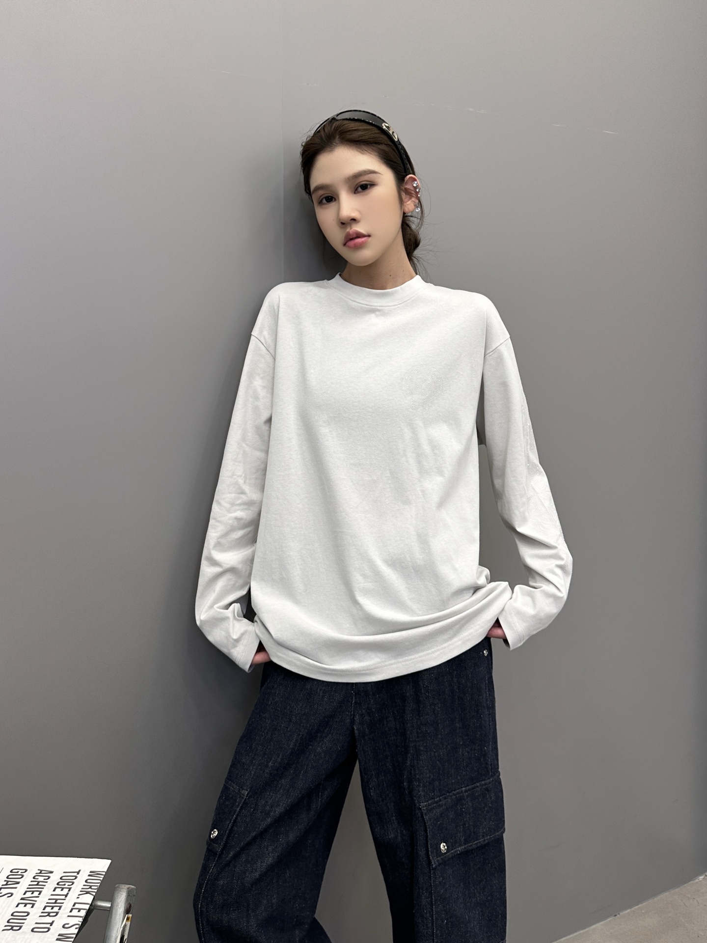 🆕克罗心 ｜ 新款长袖t，成衣洗水烫钻工艺，休闲时尚，尺码sml