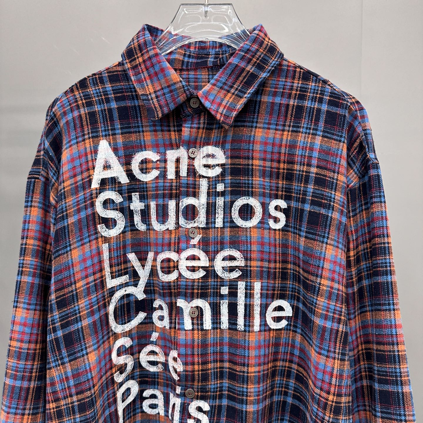 🆕Acne ｜ 新款休闲衬衣，成衣洗水加粉浆印花工艺，全棉高密格子面料，男女同款，尺码sml