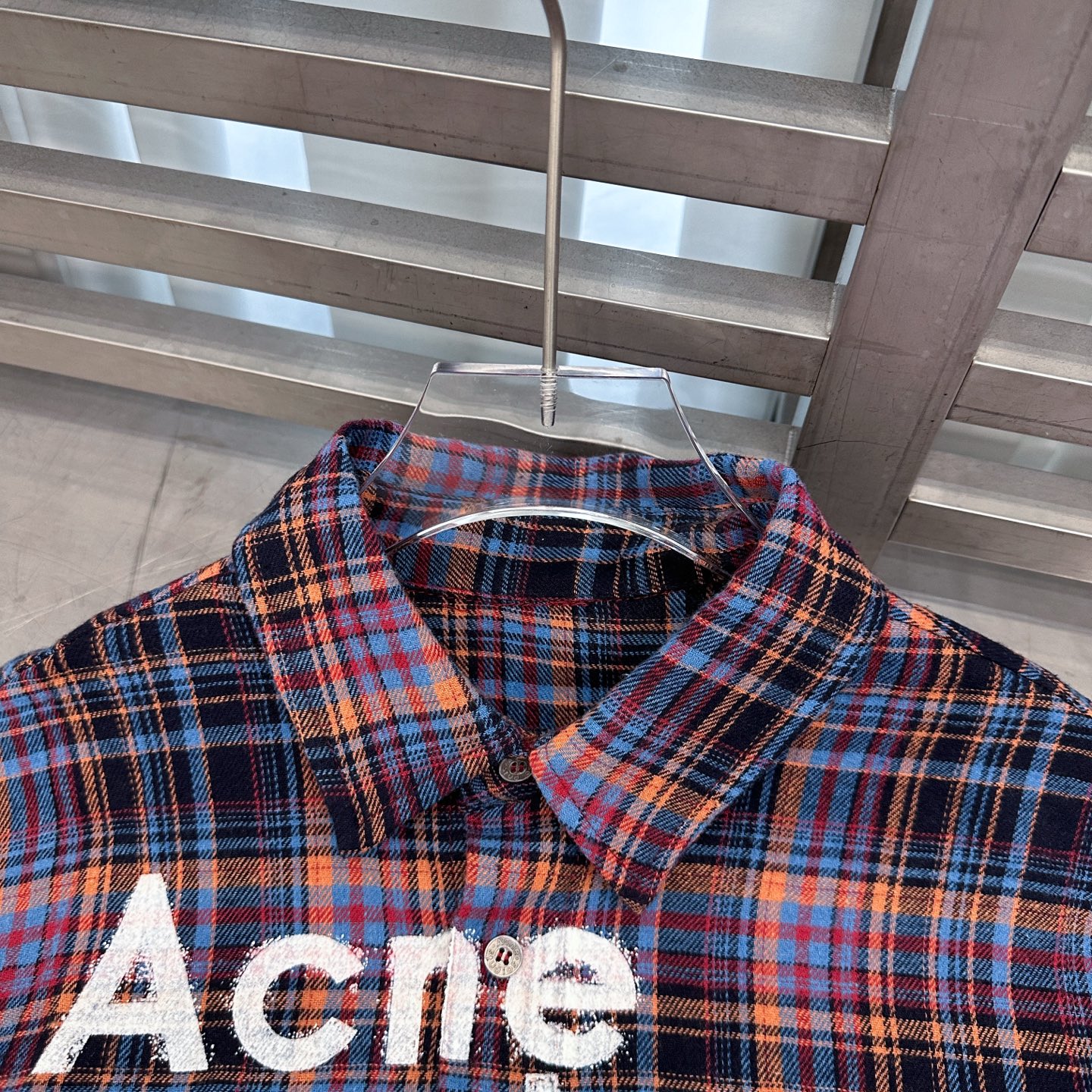 🆕Acne ｜ 新款休闲衬衣，成衣洗水加粉浆印花工艺，全棉高密格子面料，男女同款，尺码sml