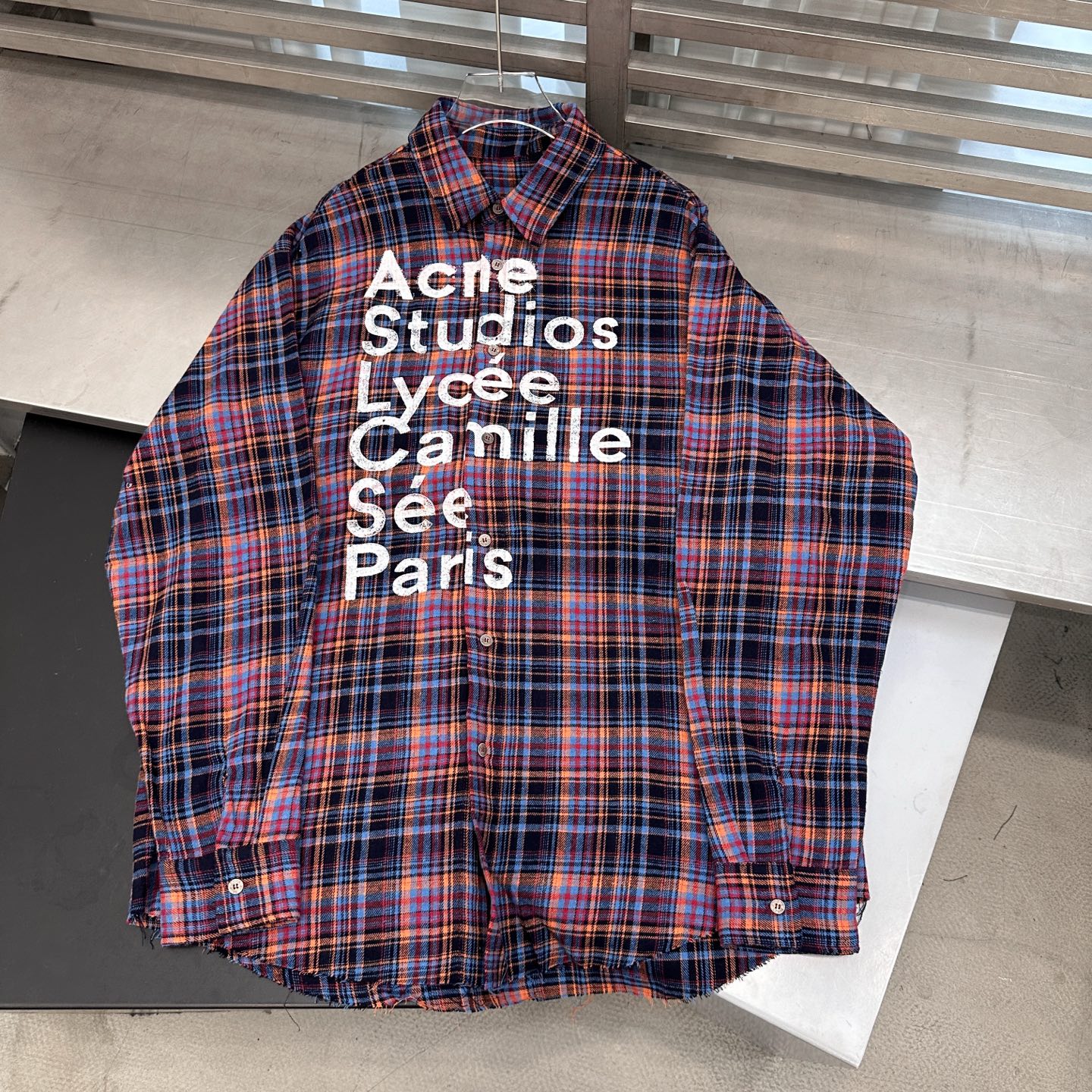 🆕Acne ｜ 新款休闲衬衣，成衣洗水加粉浆印花工艺，全棉高密格子面料，男女同款，尺码sml