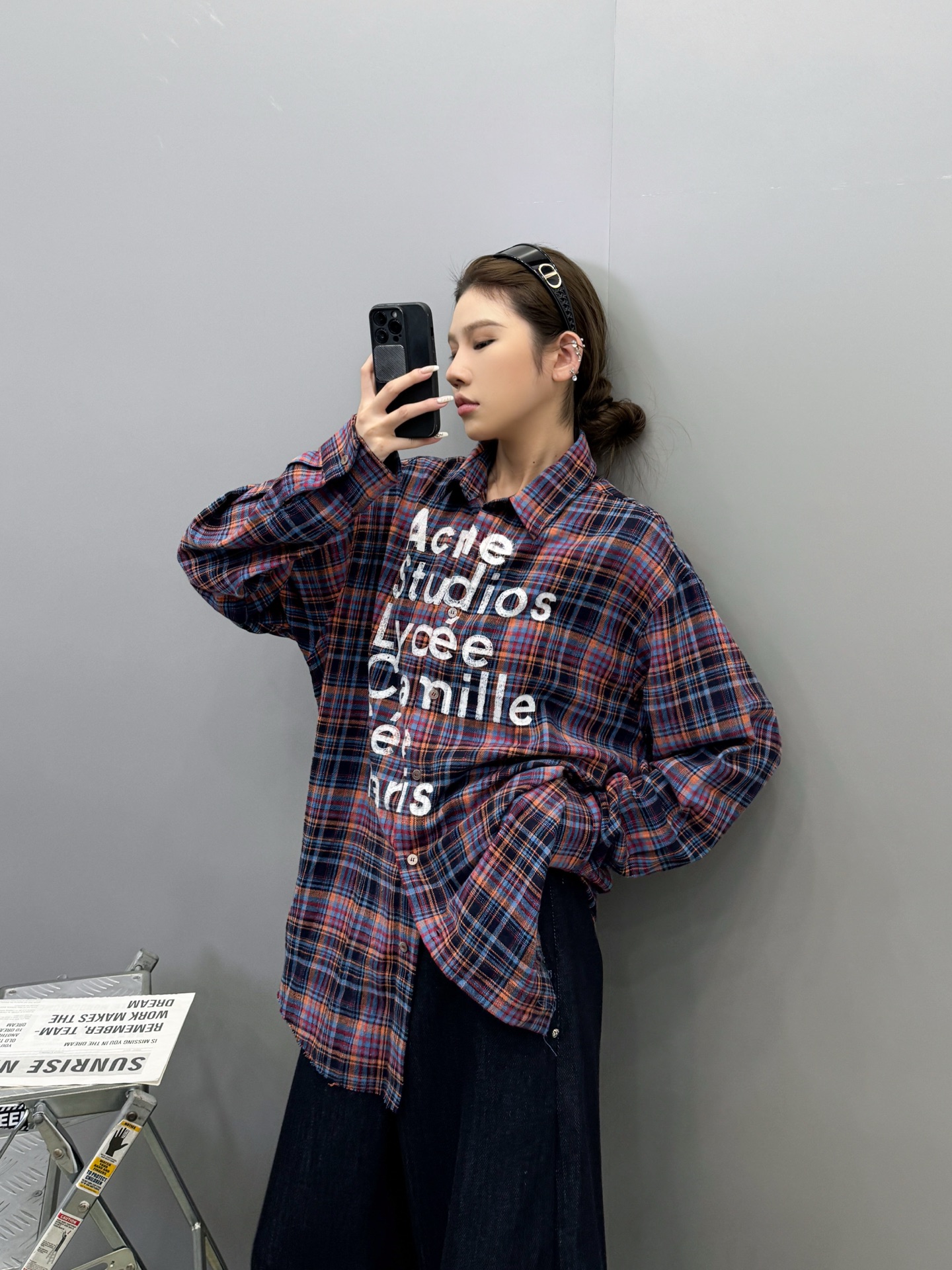 🆕Acne ｜ 新款休闲衬衣，成衣洗水加粉浆印花工艺，全棉高密格子面料，男女同款，尺码sml