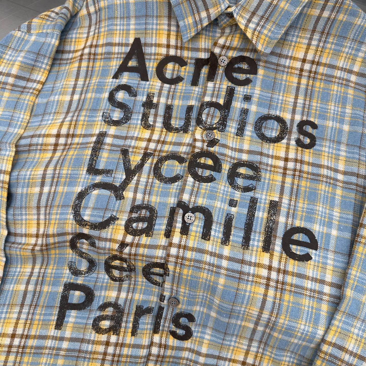 🆕Acne ｜ 新款休闲衬衣，成衣洗水加粉浆印花工艺，全棉高密格子面料，男女同款，尺码sml