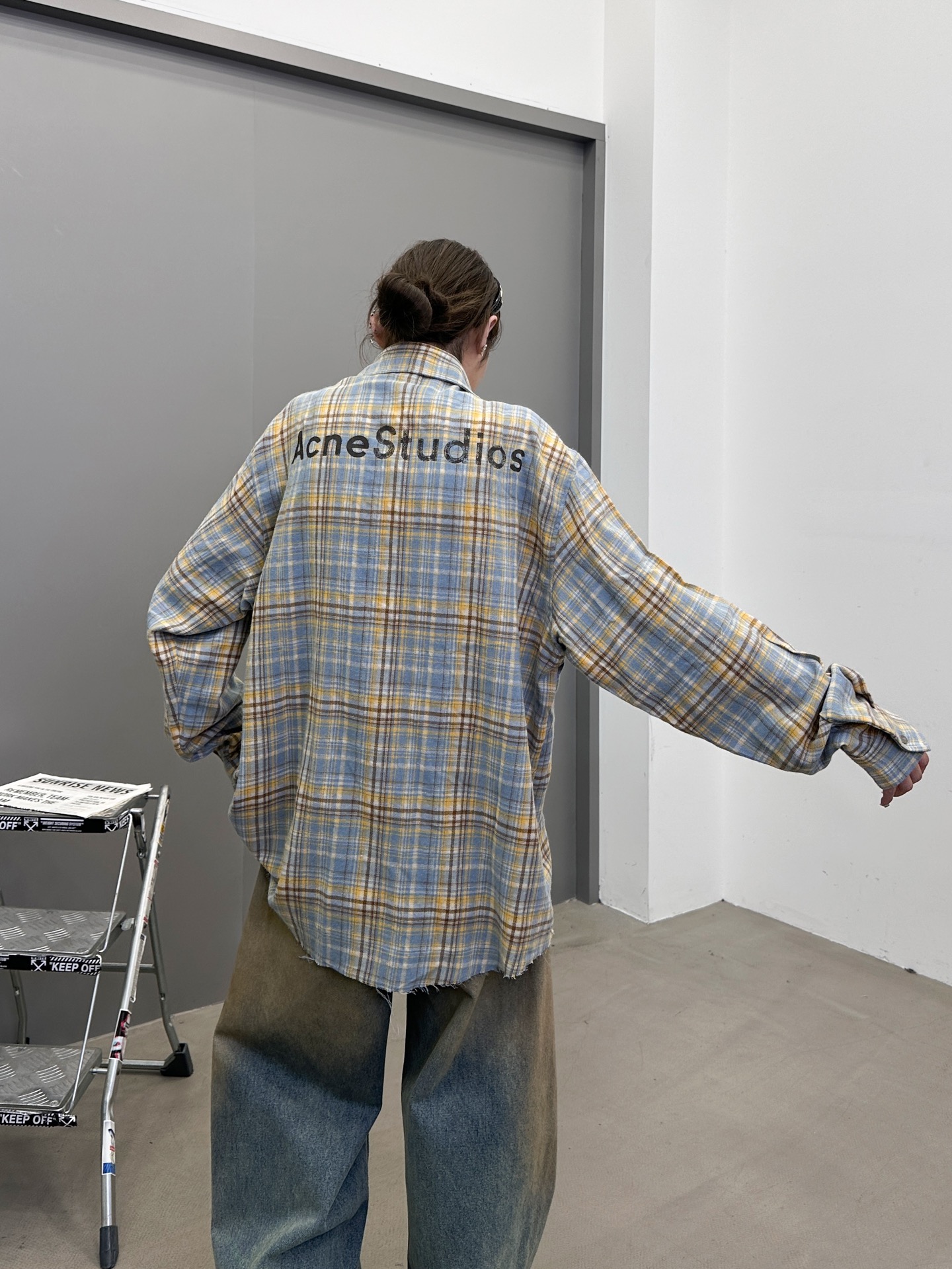 🆕Acne ｜ 新款休闲衬衣，成衣洗水加粉浆印花工艺，全棉高密格子面料，男女同款，尺码sml