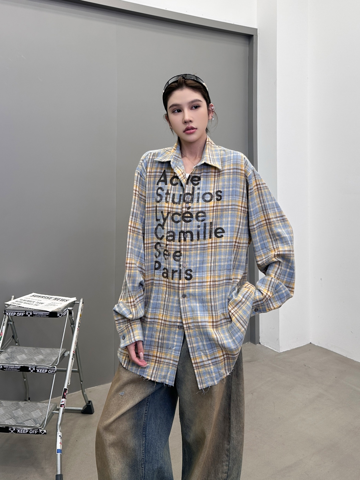 🆕Acne ｜ 新款休闲衬衣，成衣洗水加粉浆印花工艺，全棉高密格子面料，男女同款，尺码sml