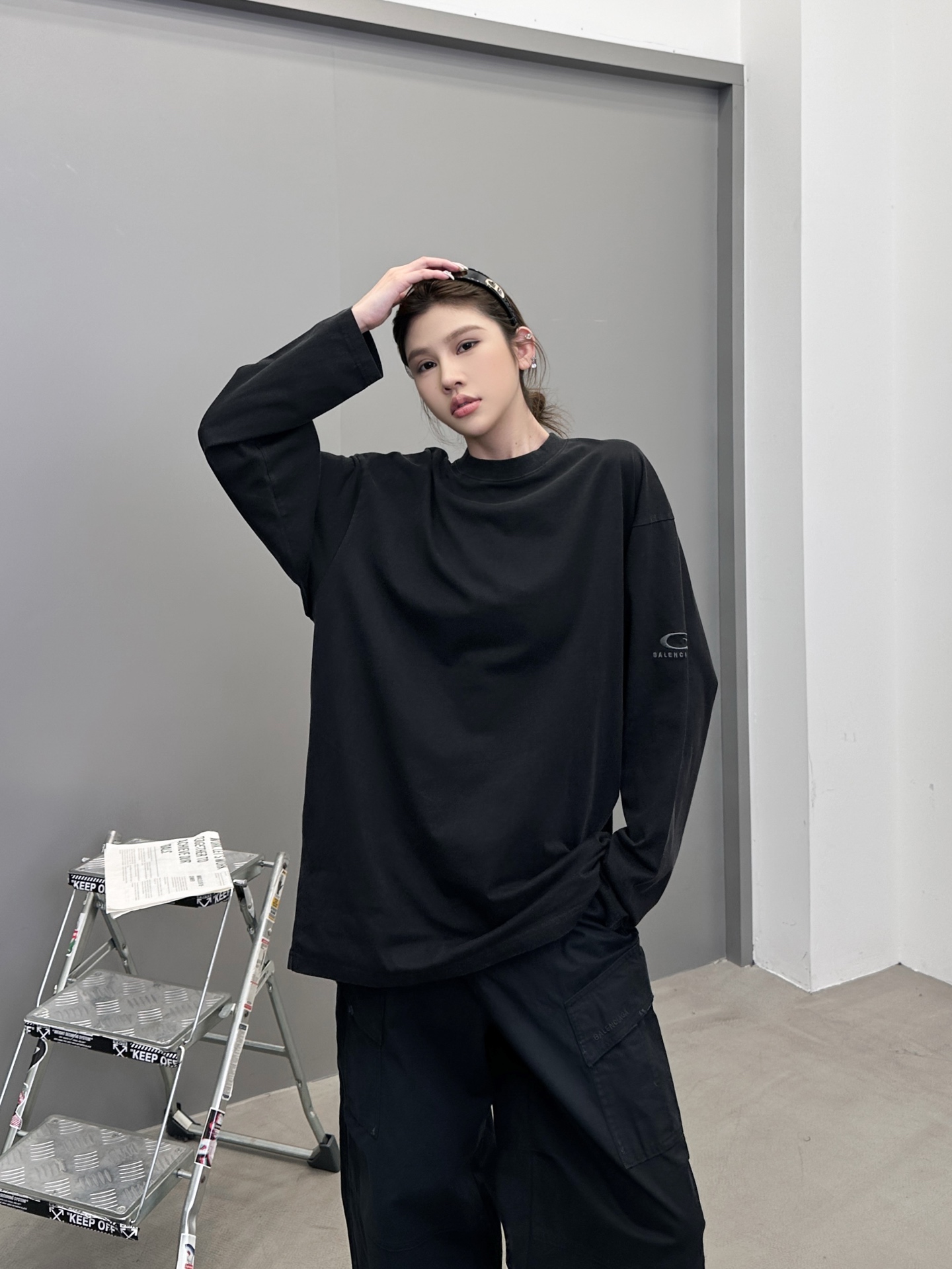 巴黎 ｜ 新款长袖t，成衣洗水炒色工艺加经典刺绣标，男女同款，尺码sml