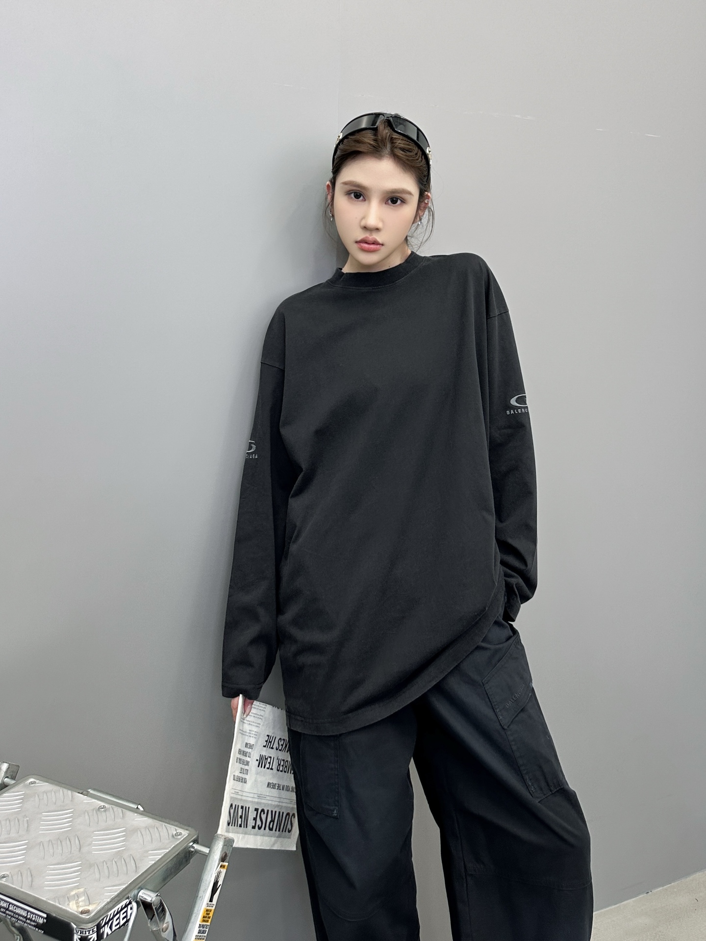 巴黎 ｜ 新款长袖t，成衣洗水炒色工艺加经典刺绣标，男女同款，尺码sml