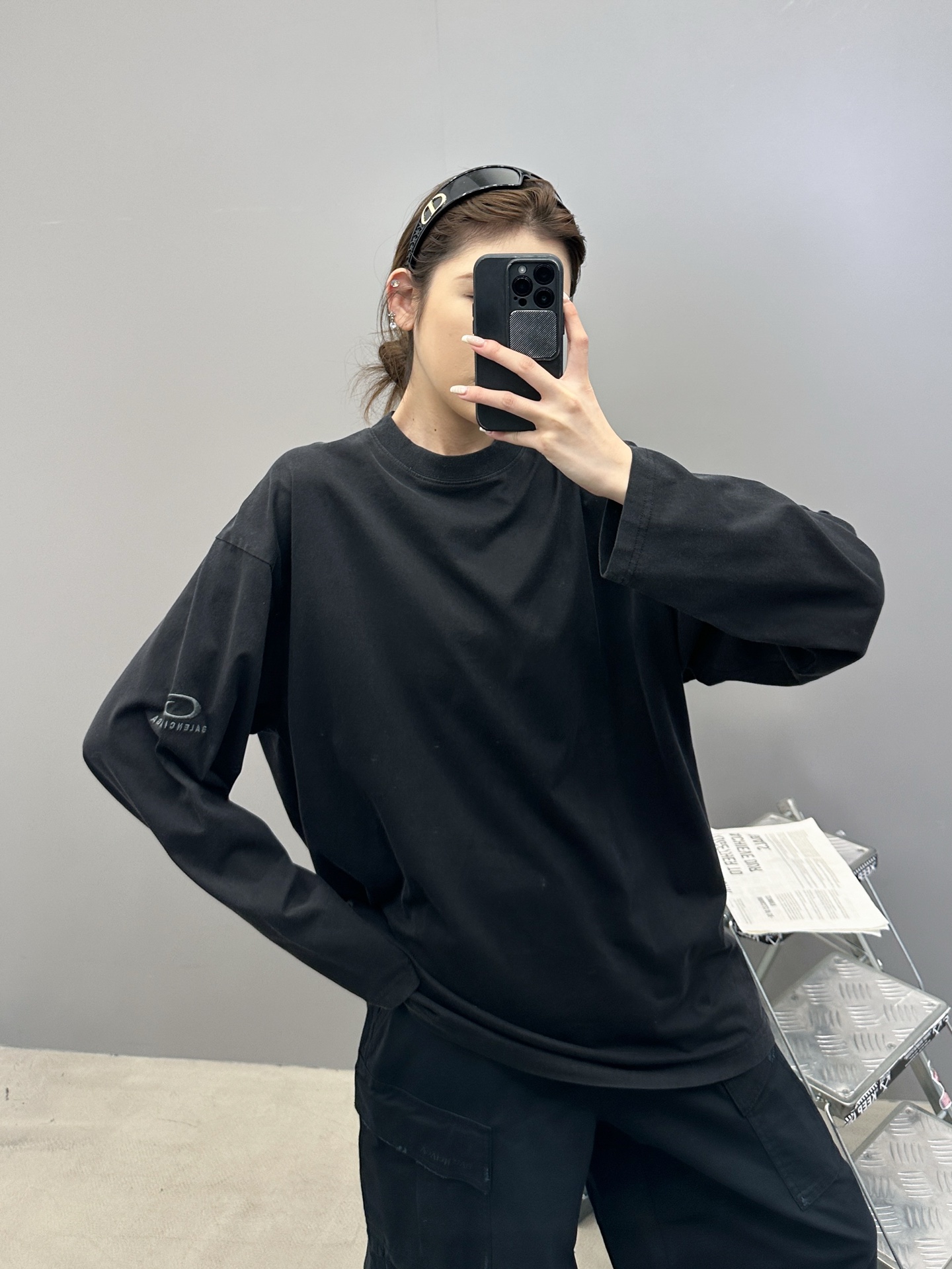 巴黎 ｜ 新款长袖t，成衣洗水炒色工艺加经典刺绣标，男女同款，尺码sml