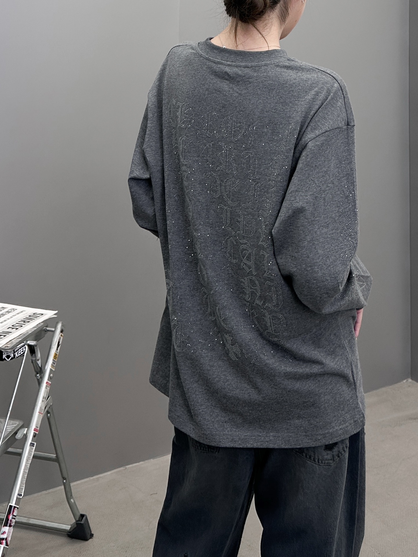 克罗心 ｜ 新款长袖t，成衣洗水烫钻工艺，休闲时尚，尺码sml