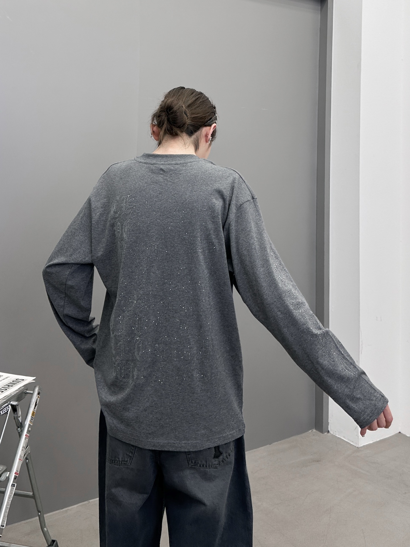 克罗心 ｜ 新款长袖t，成衣洗水烫钻工艺，休闲时尚，尺码sml