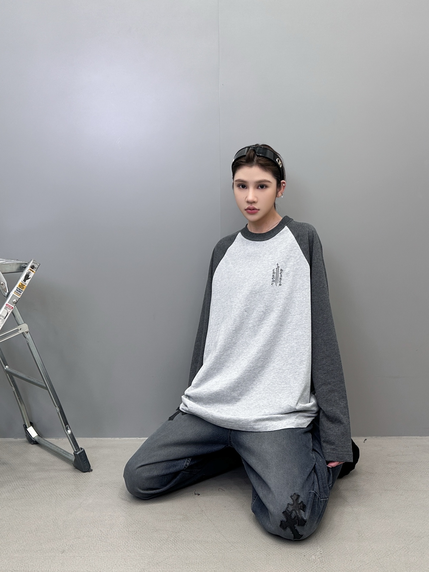 克罗心 ｜ 新款长袖t，成衣洗水多处印花工艺，拼接撞色款式，男女同款，尺码sml